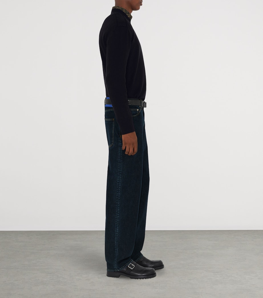 Wool Check-Label Sweater BLACK Image 3