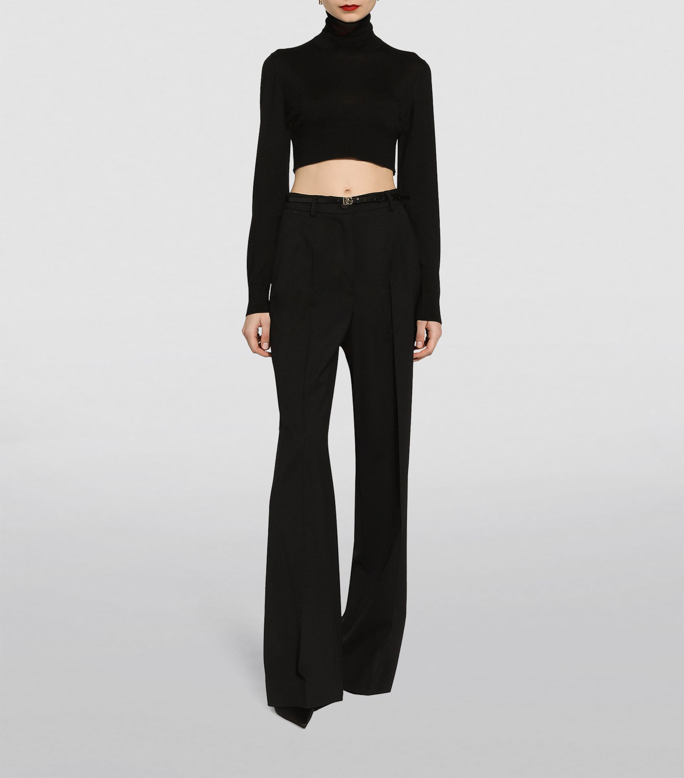 Wool Straight-Leg Trousers N0000-BLACK Image 2