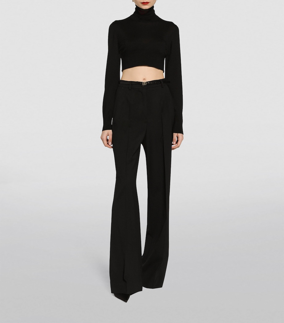 Wool Straight-Leg Trousers N0000-BLACK Image 2