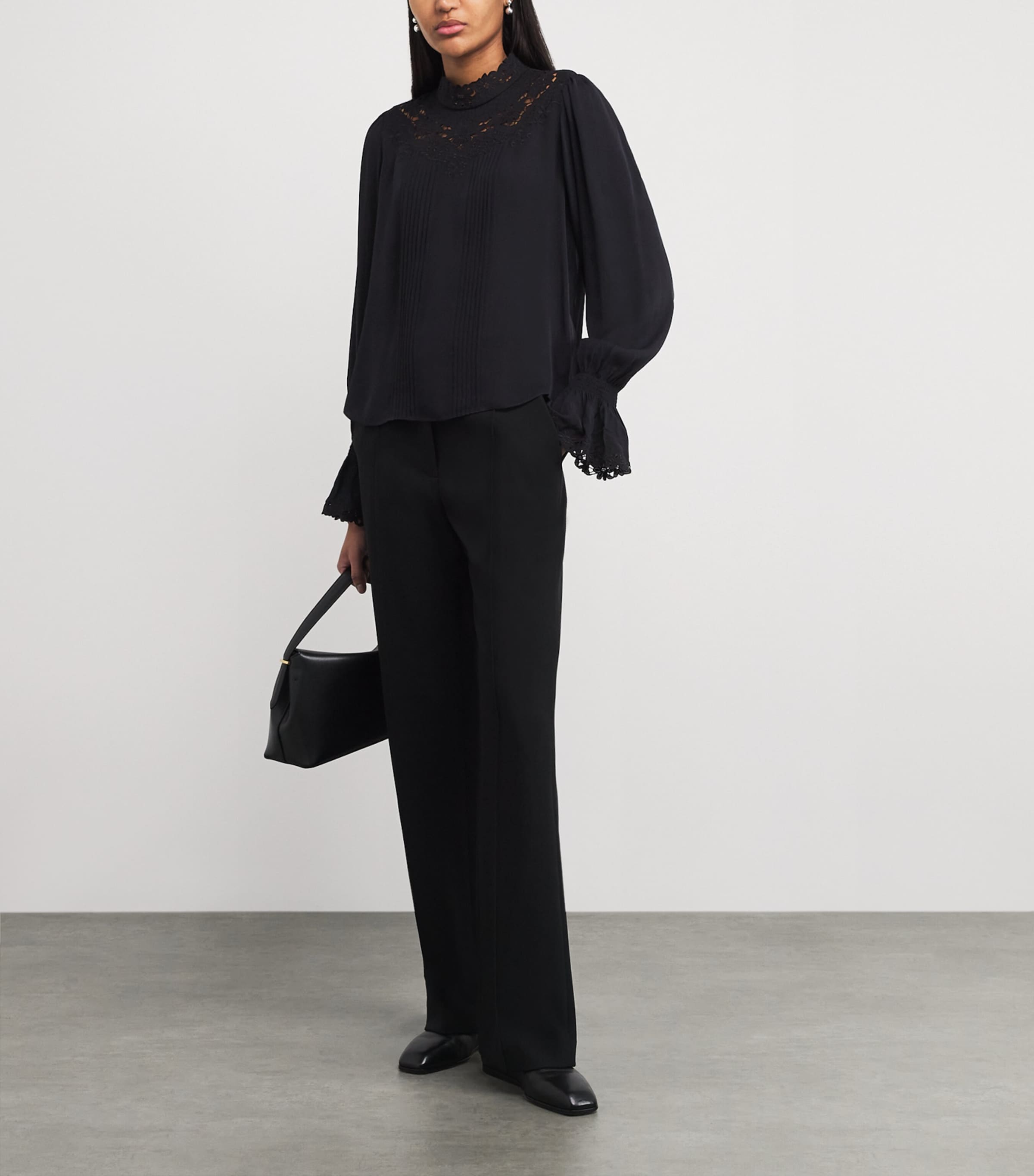 Silk Embroidered Blouse BLACK Image 2