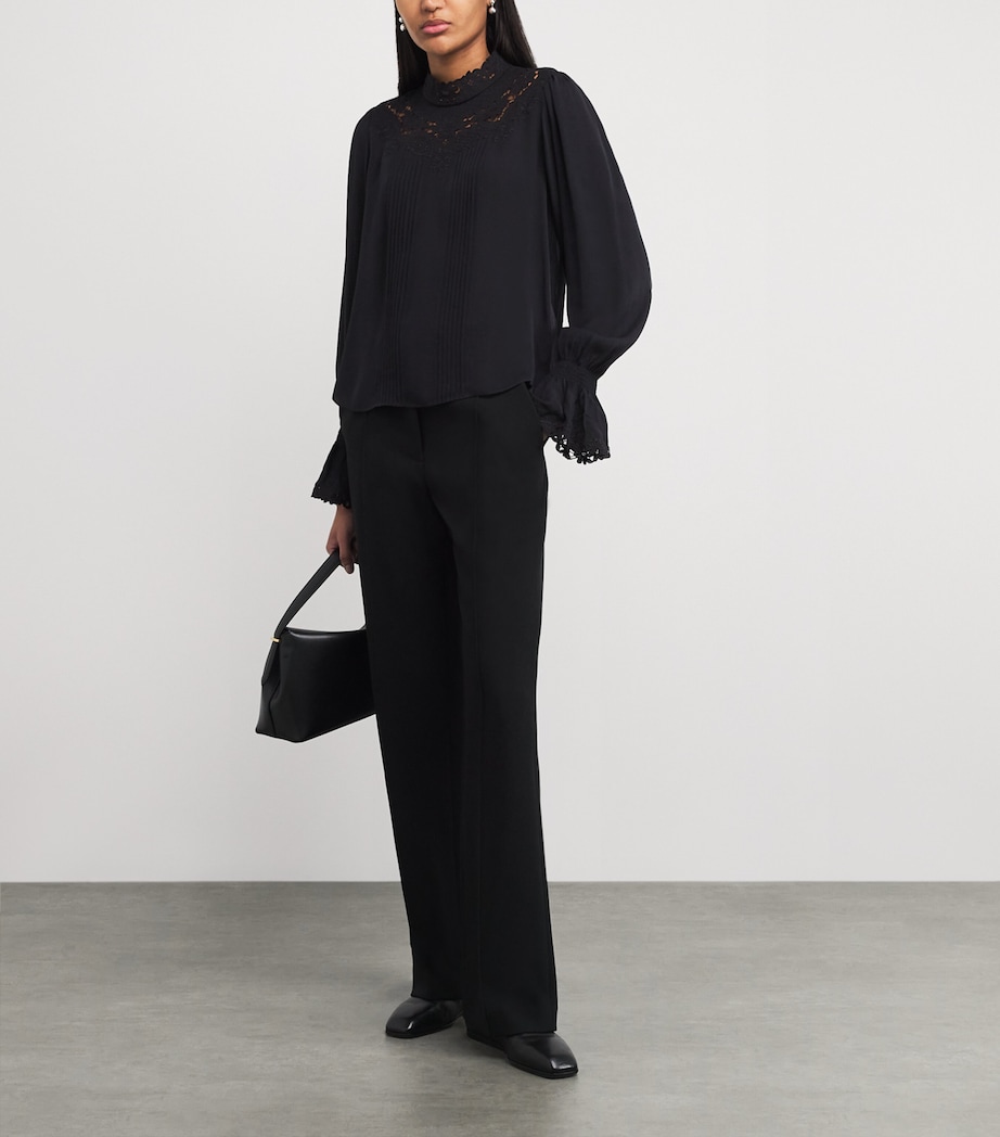 Silk Embroidered Blouse BLACK Image 2