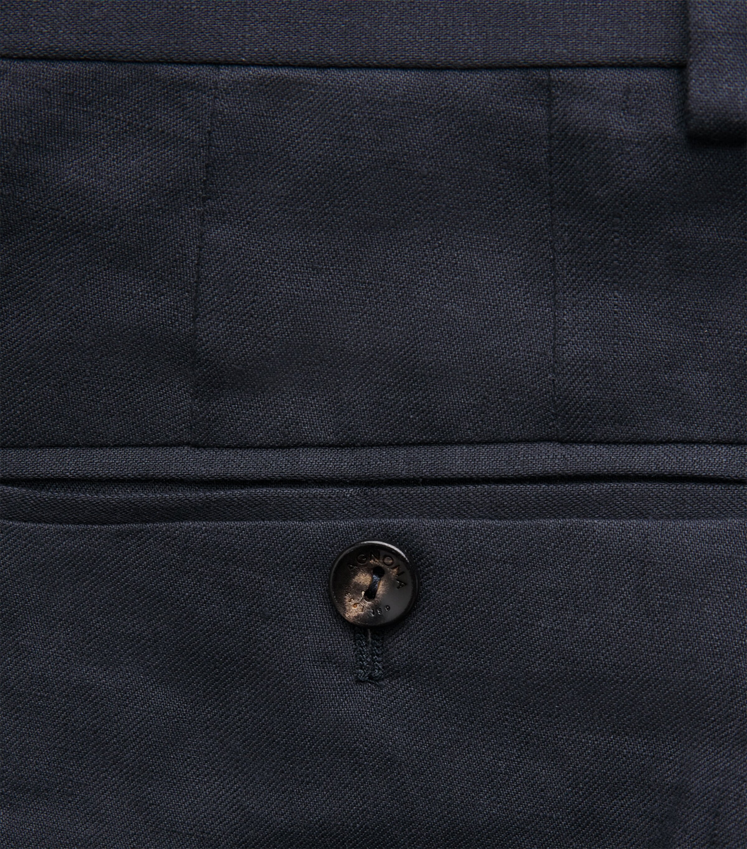 Agnona Mens Linen Straight Trousers Dark Blue Navy Image 6