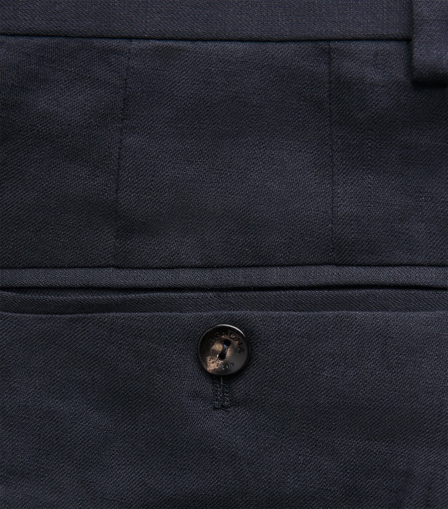 Agnona Mens Linen Straight Trousers Dark Blue Navy Image 6
