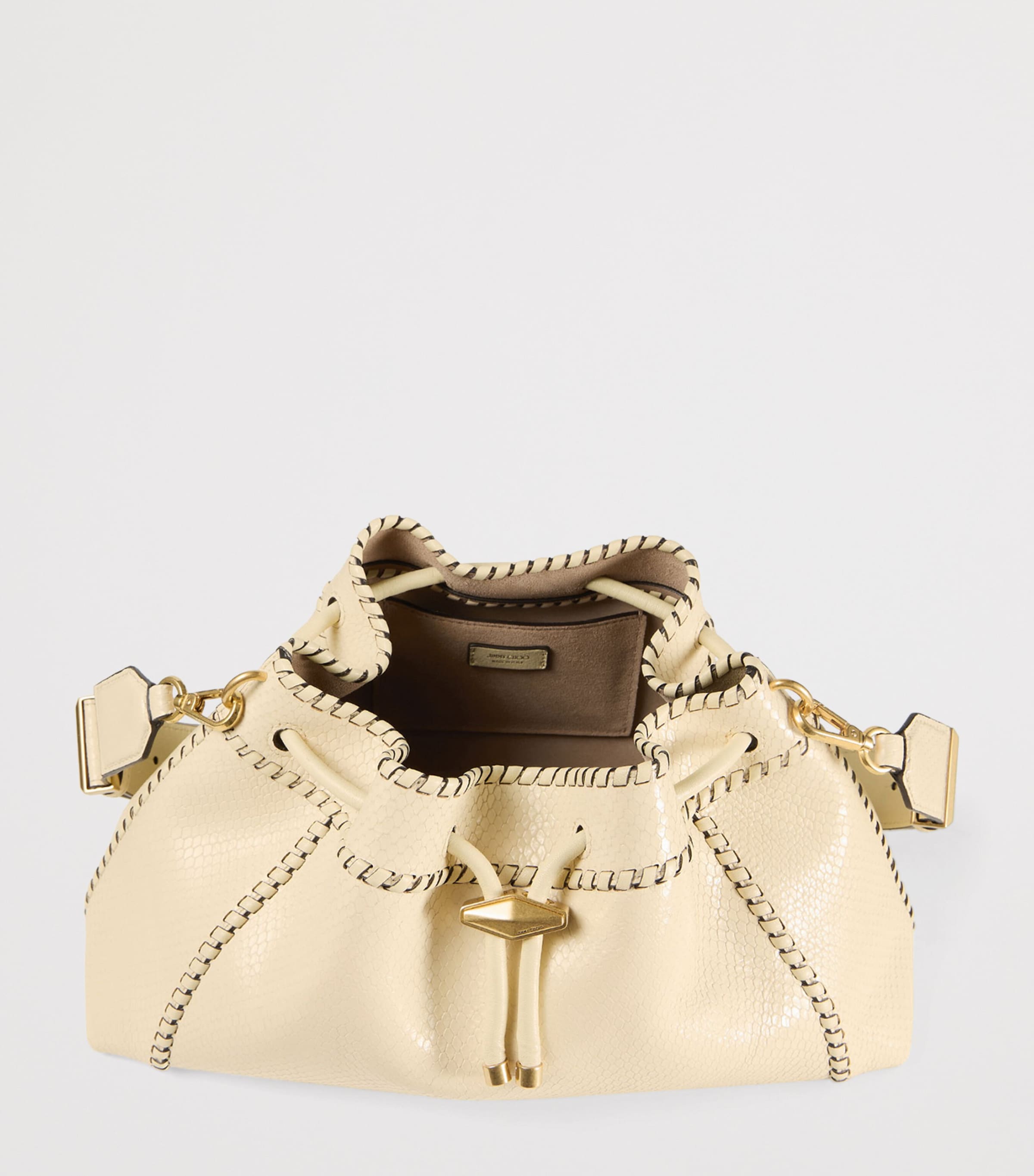 Jimmy Choo Medium Snake-Print Bon Bon Cinch Bag | Harrods US