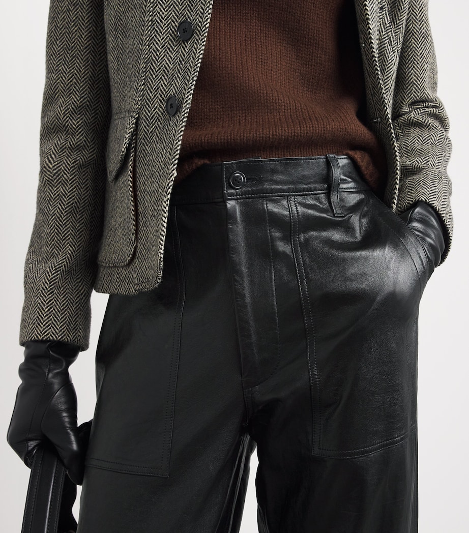 Lambskin Wide-Leg Trousers BLACK Image 6
