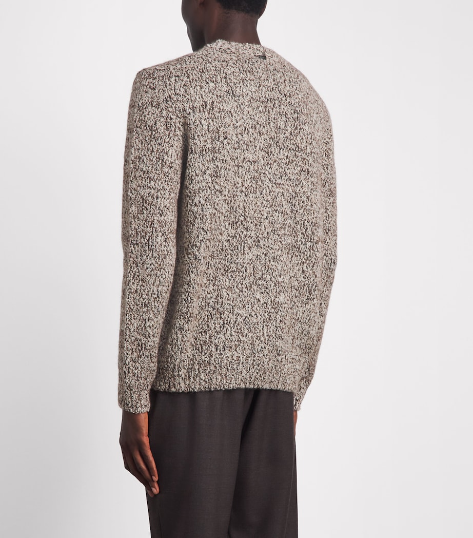 Herno Mens Wool-Blend Crew-Neck Sweater Marrone Scuro Image 5