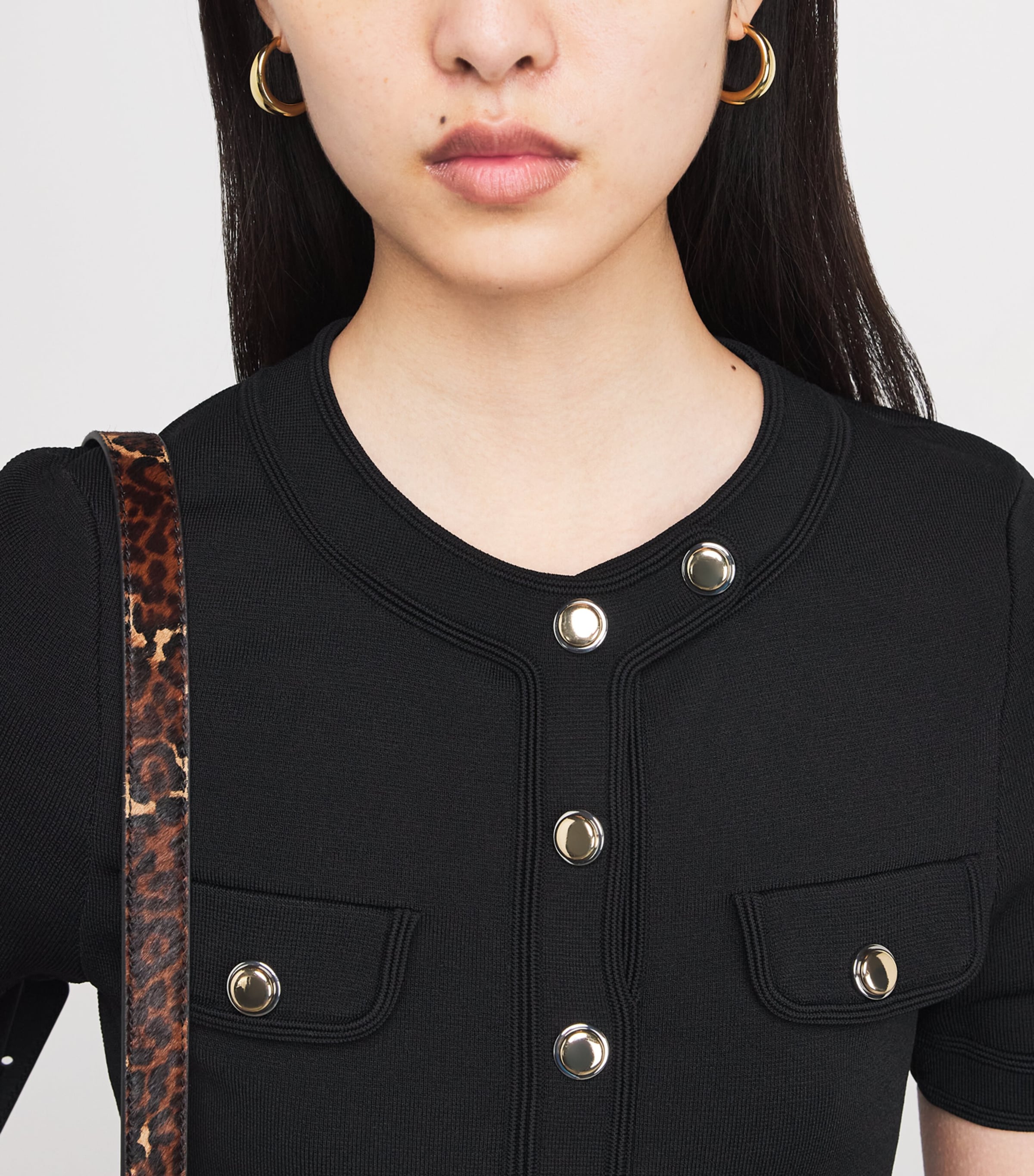Sandro Paris Womens Knitted Button-Up Mini Dress Black Image 4
