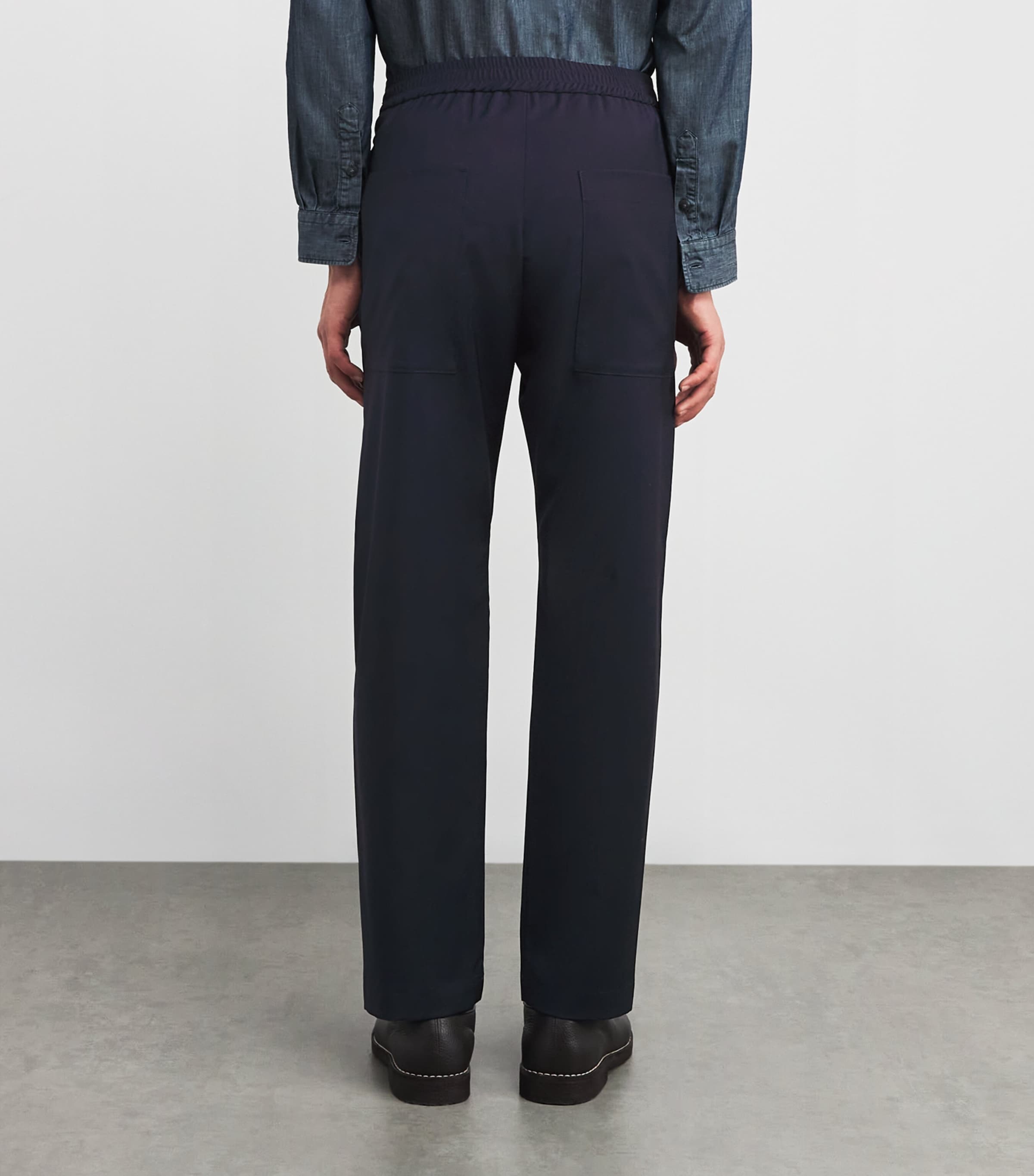 Virgin Wool Drawstring Trousers 170 NAVY Image 4