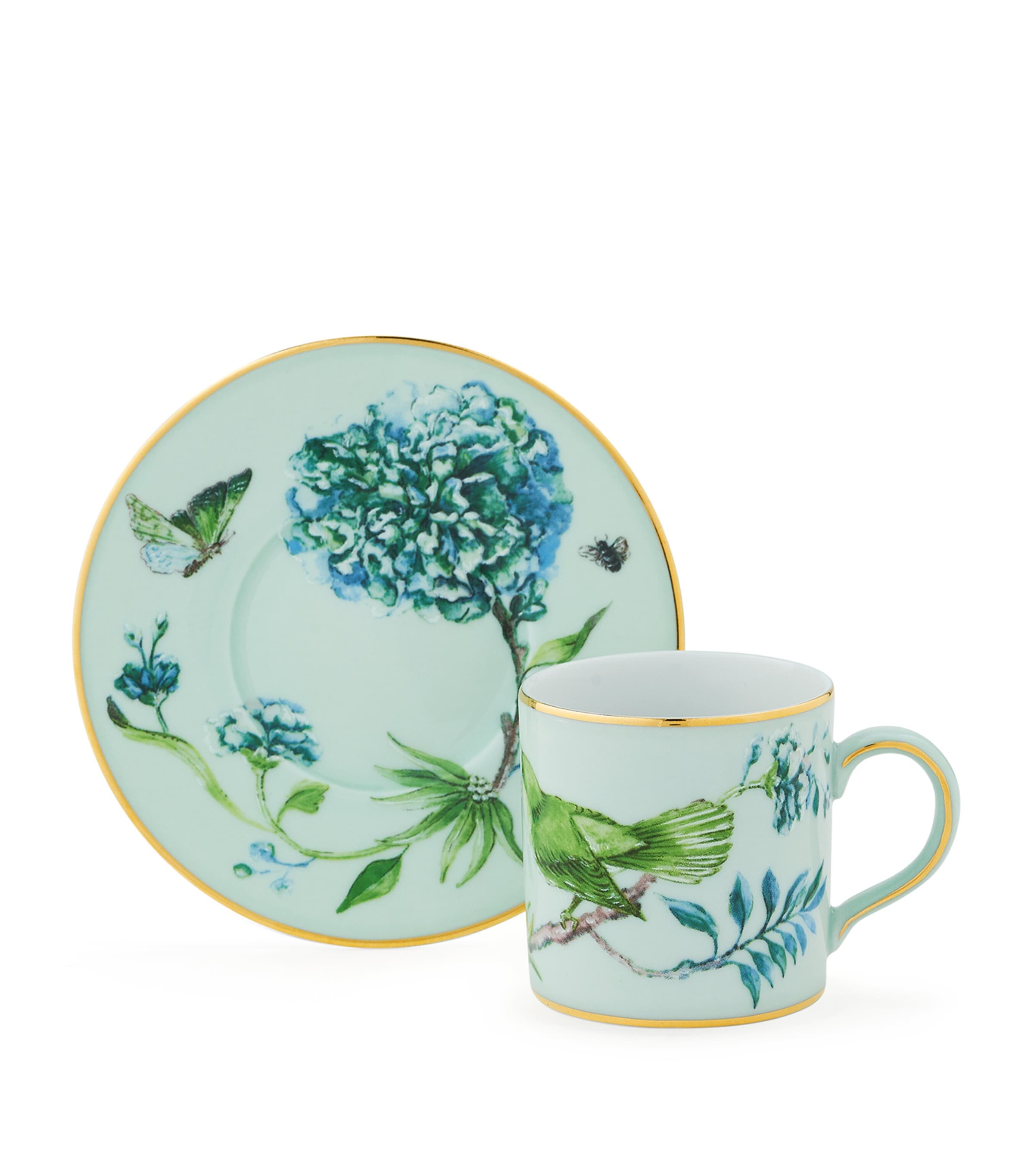 Secret Garden Coffee Cup and Saucer KELLY GREEN Image 3