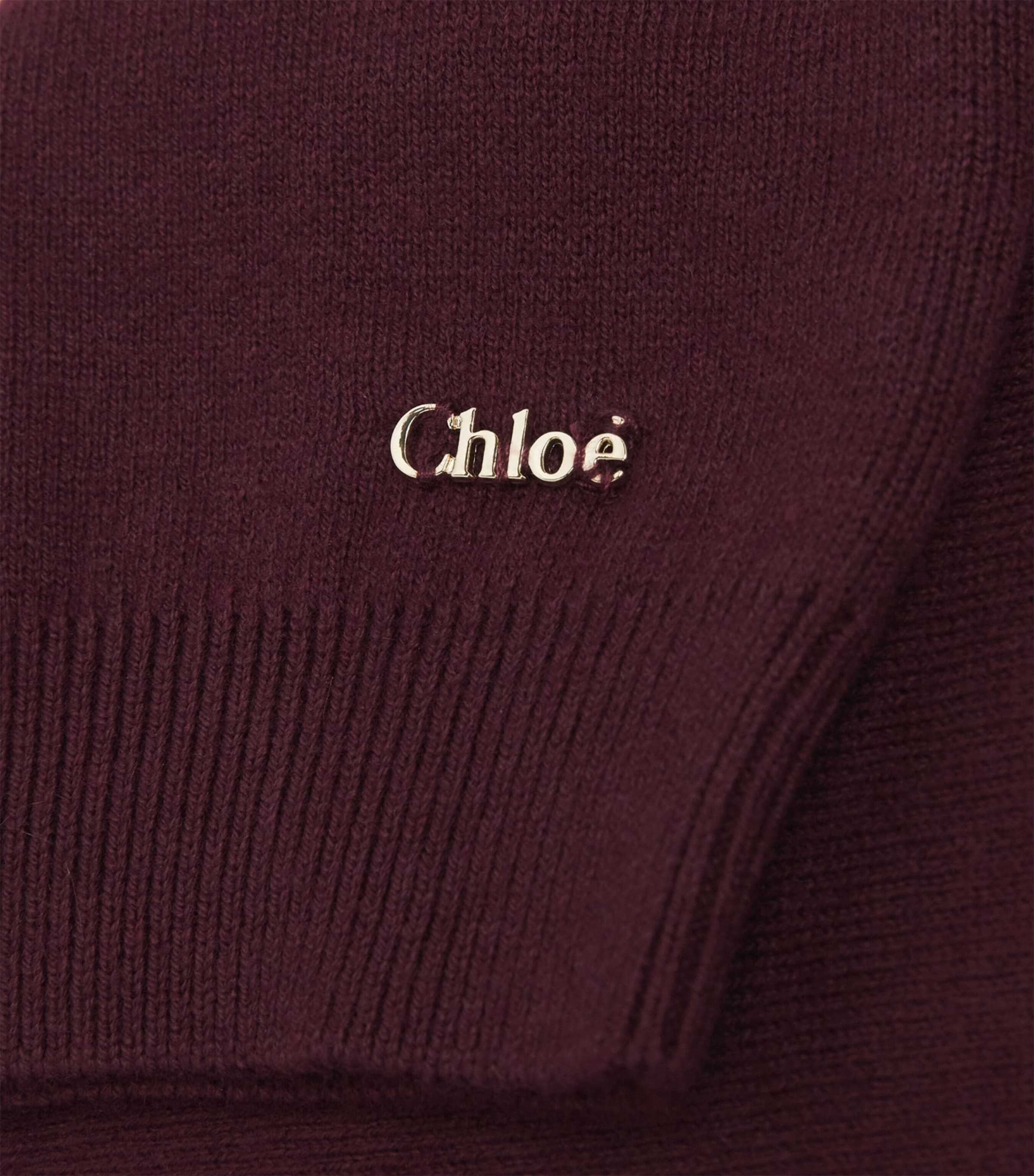 Chloé Kids Cotton-Blend High-Neck Sweater (4-14 Years) Dark Plum Image 2