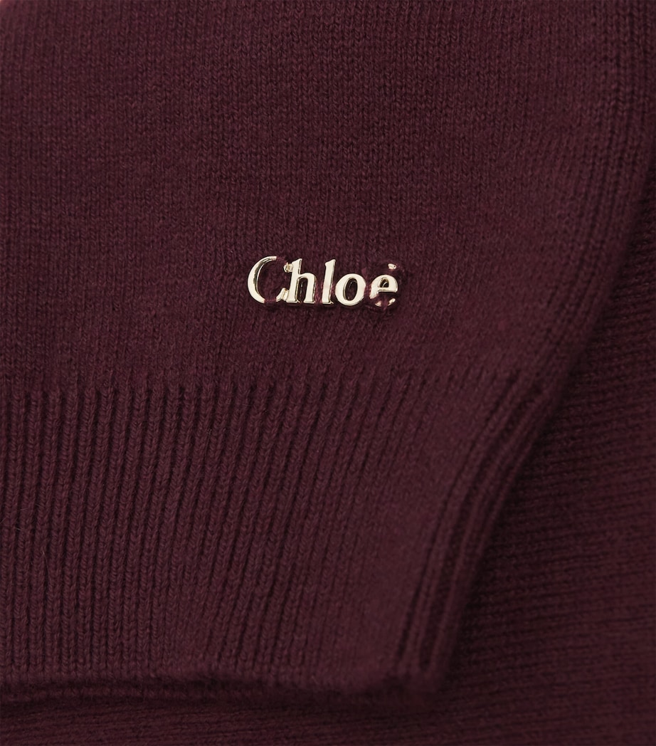 Chloé Kids Cotton-Blend High-Neck Sweater (4-14 Years) Dark Plum Image 2