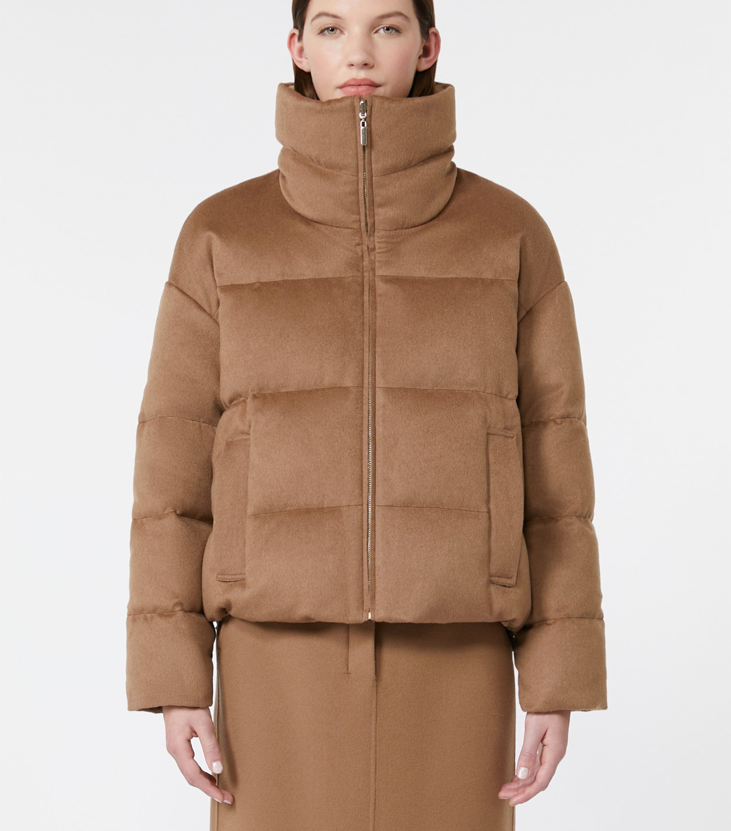Down Camel Wool Reversible Quilted Coat BEIGE Image 2