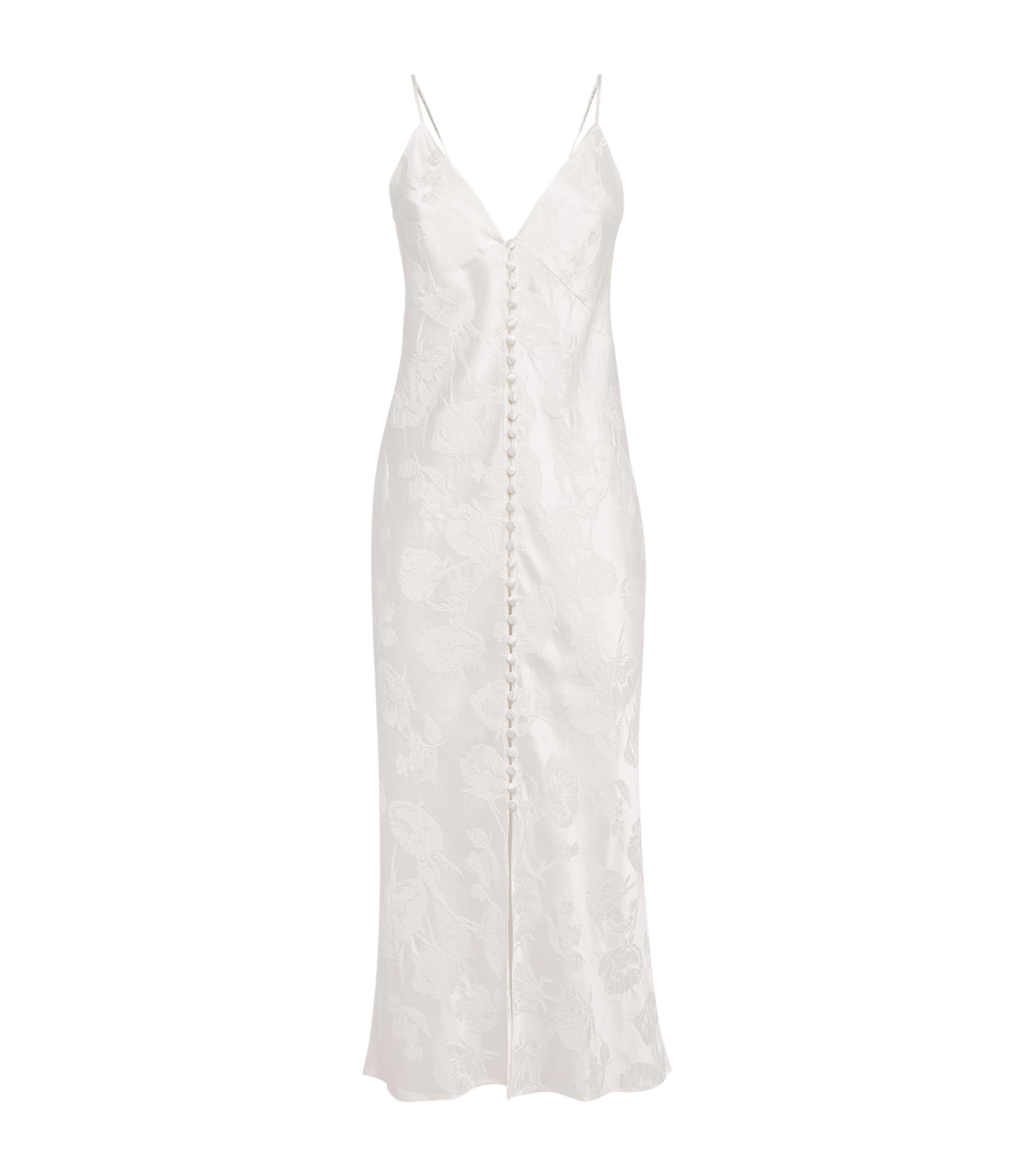 Olivia von Halle Silk Jacquard Slip Midi Dress Liliana