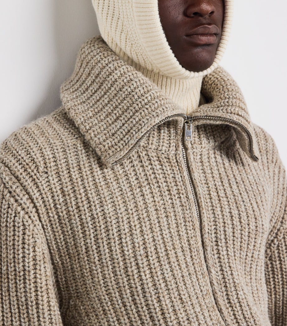 Wool-Blend Knitted Hood LIGHT CREAM WH048 Image 3