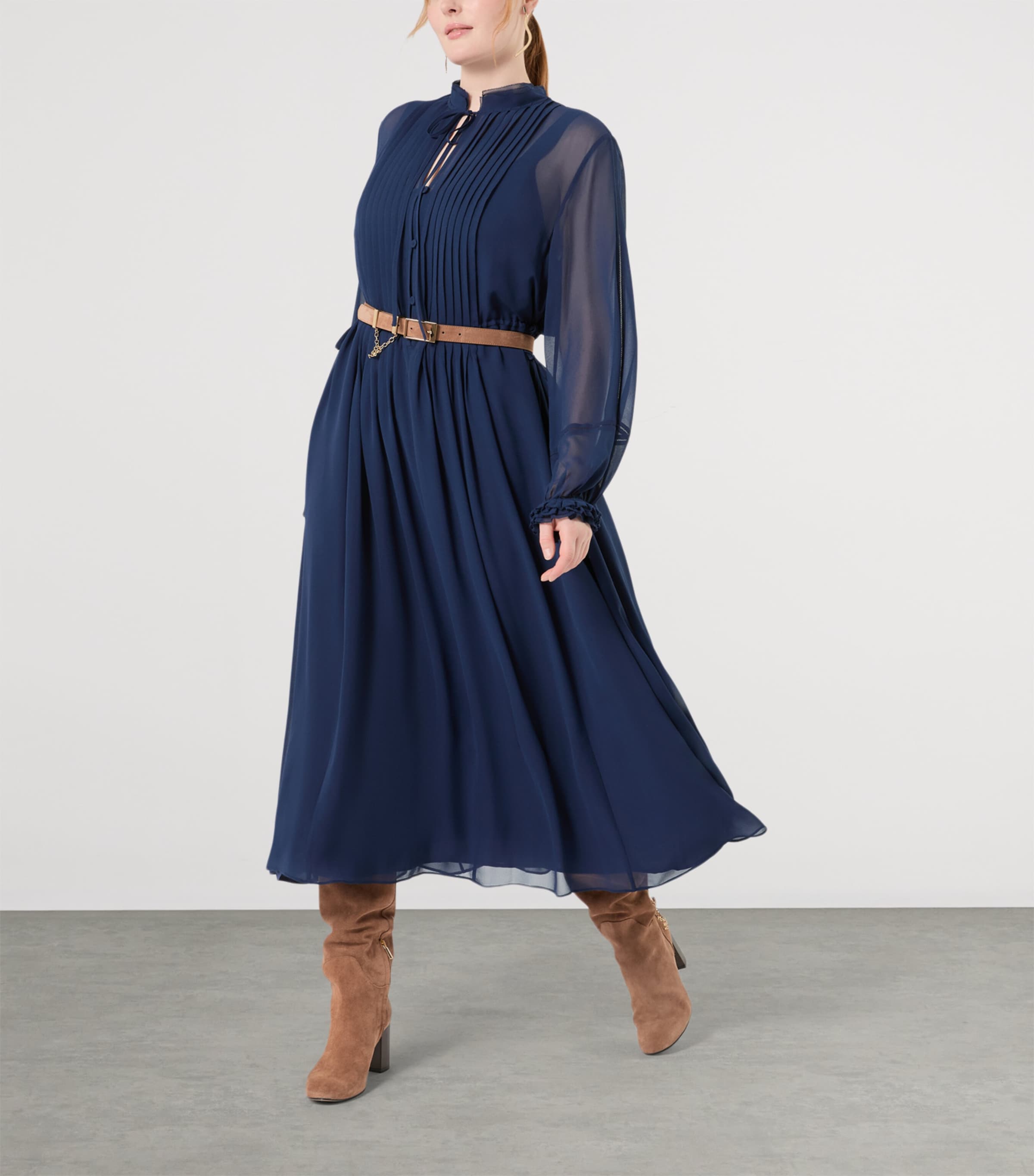 Marina Rinaldi Womens Silk Midi Dress Midnightblue Image 2
