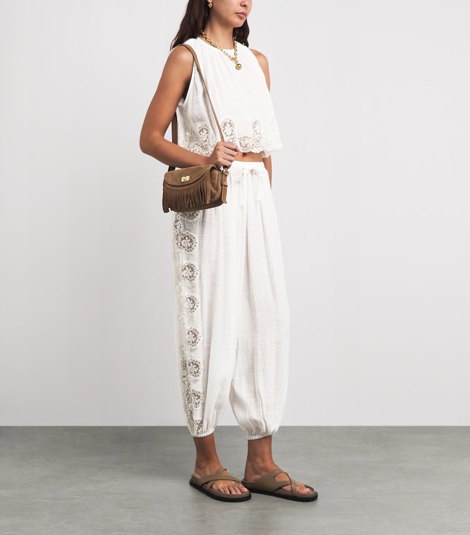 Sandro Paris Womens Crinkled Crepon Trousers White Image 2