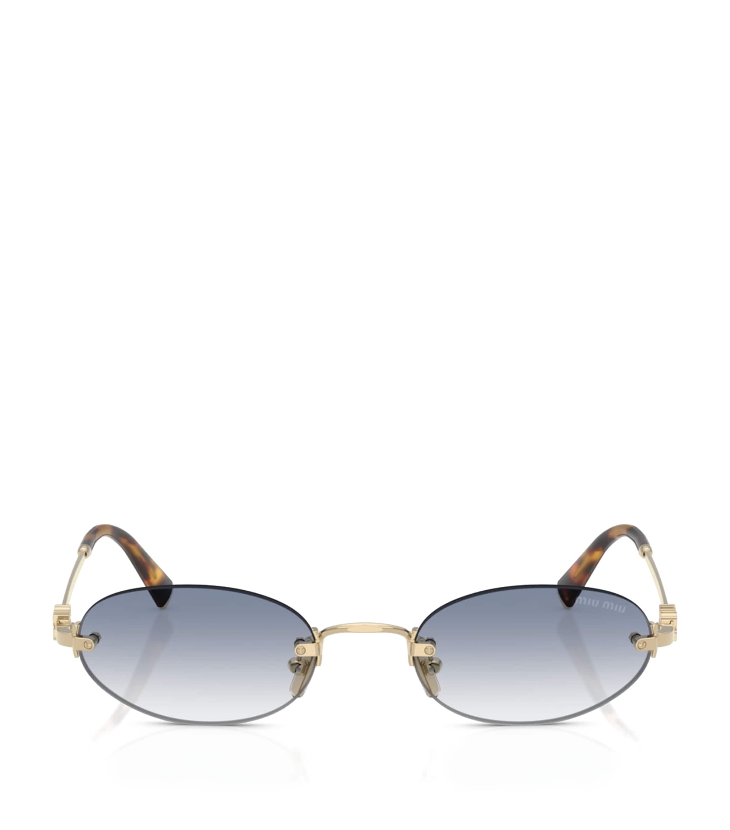 Miu Miu Metal Oval Sunglasses In Gold