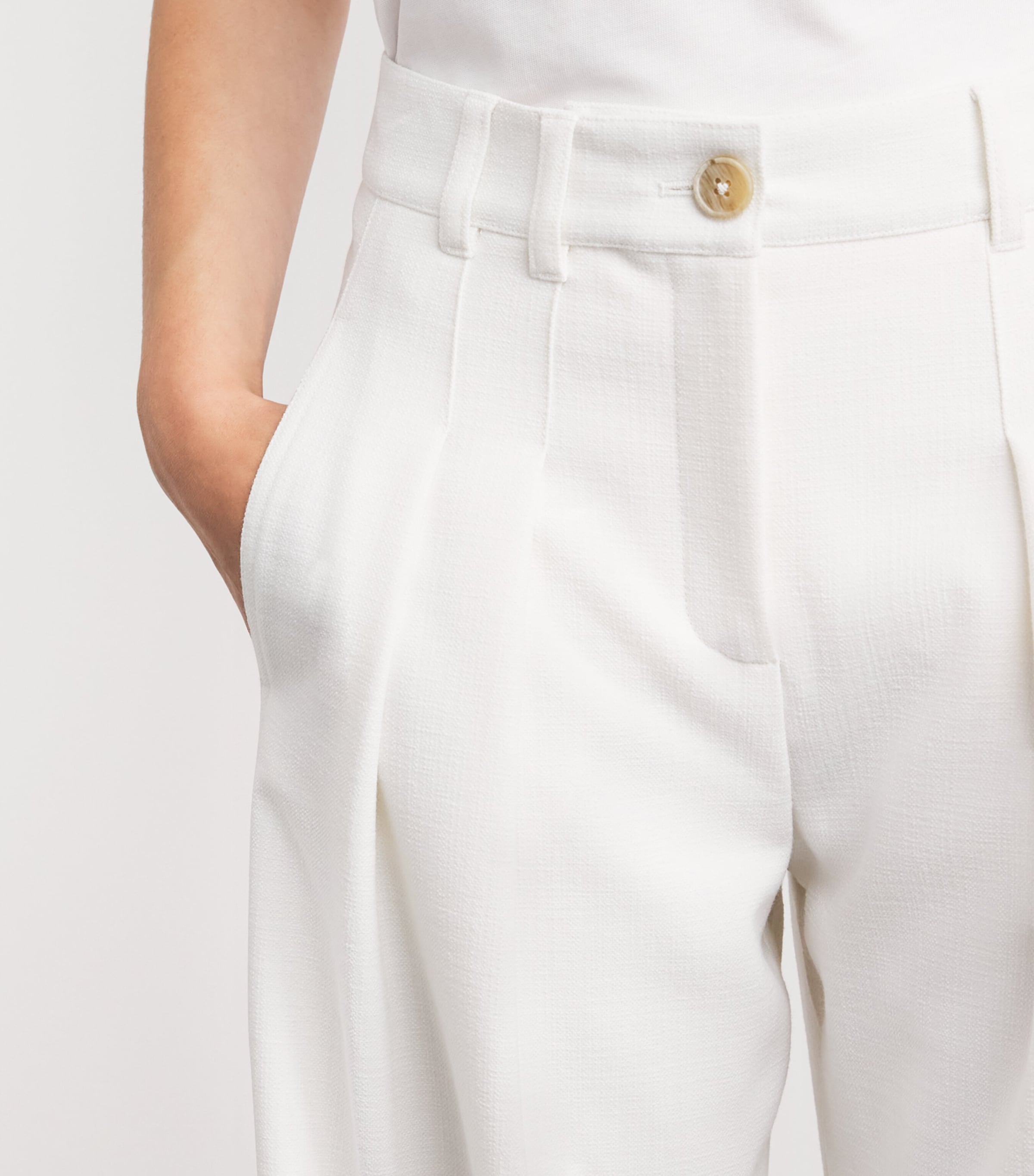 ME+EM Womens Wide-Leg Trousers Ivory Image 3