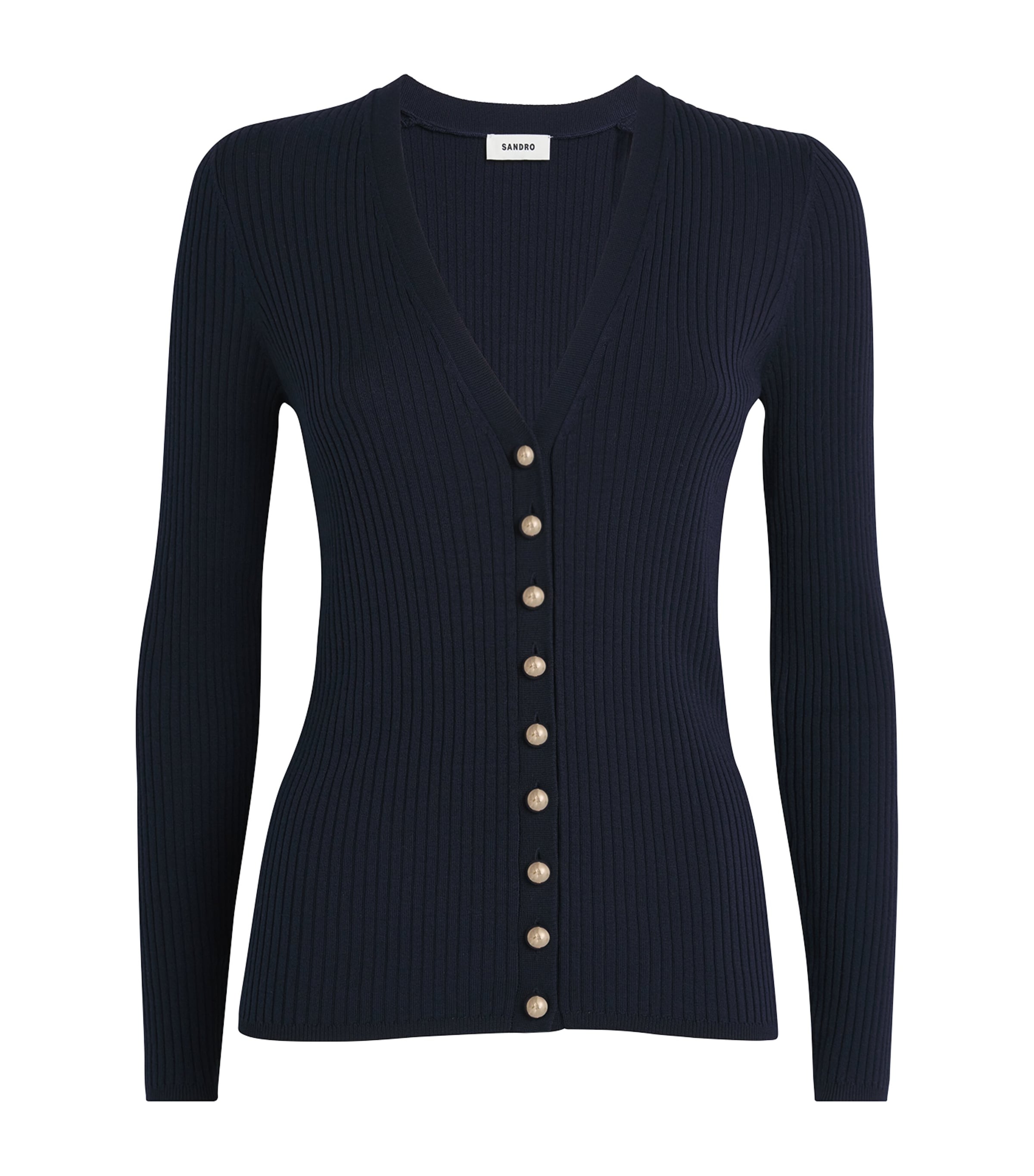 Sandro Rib-knit Cardigan In Blue