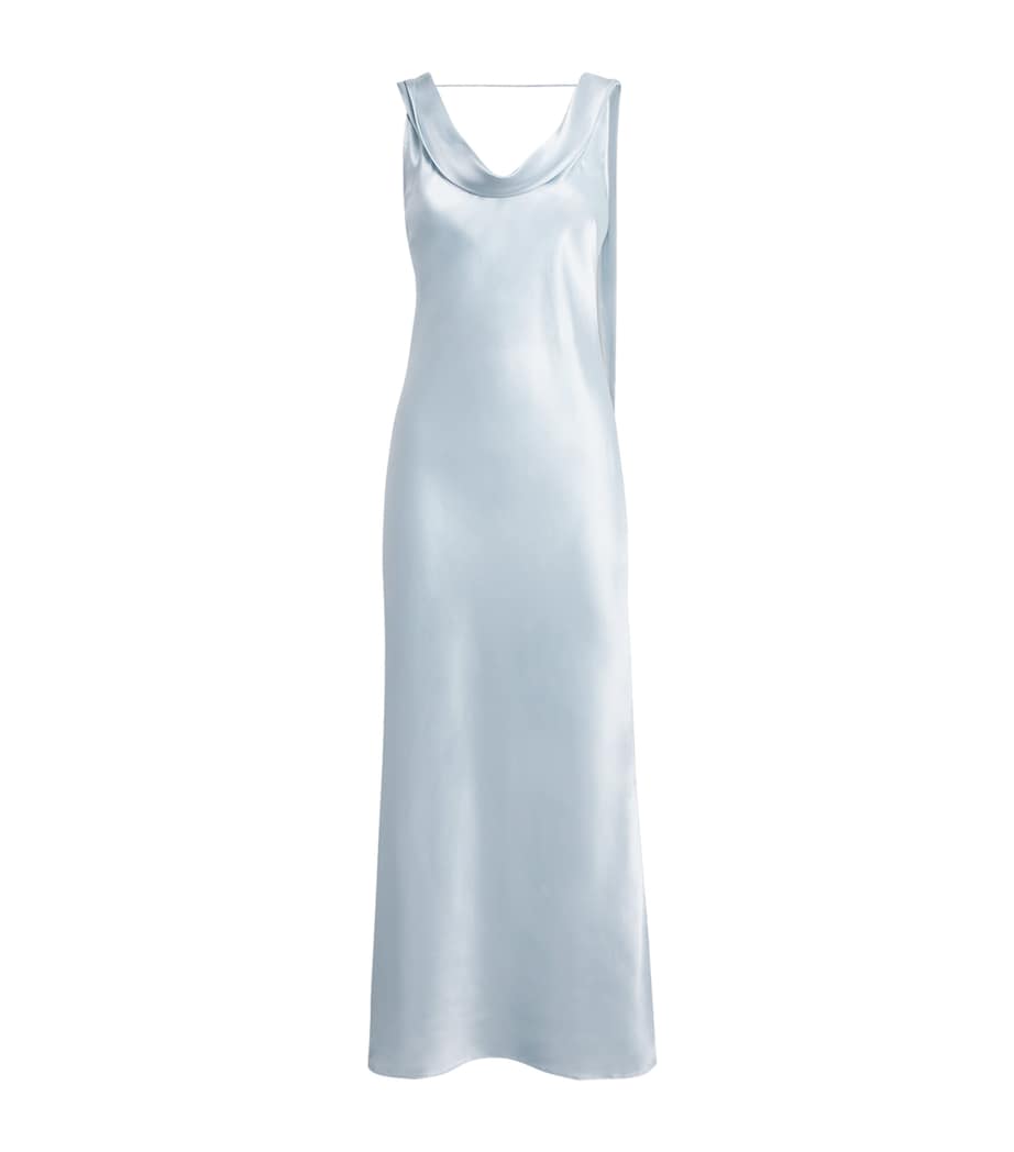 Acne Studios Womens Silk Drape-Neck Midi Dress Light Blue Image 1