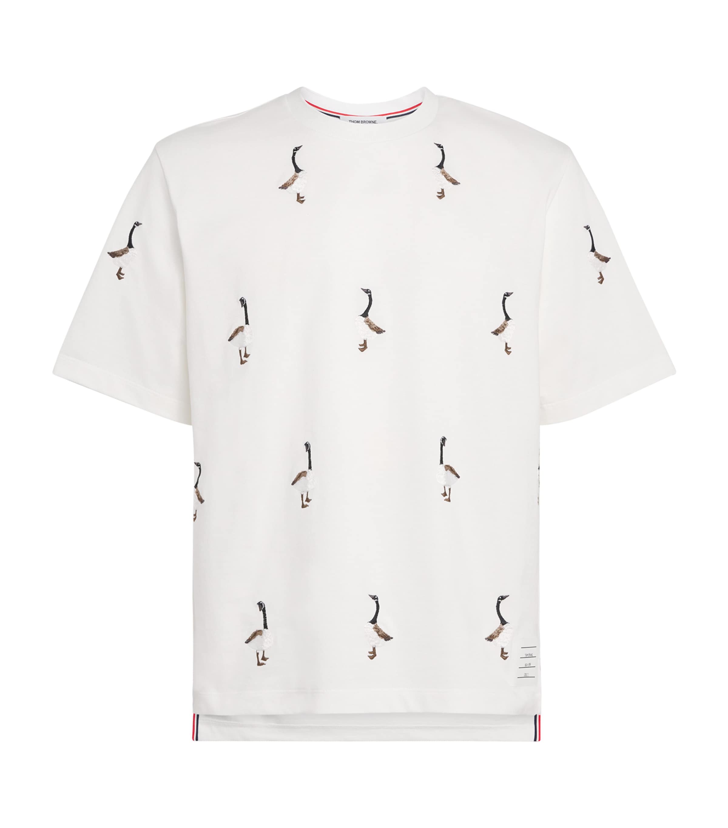 Cotton Embroidered Geese T-Shirt WHITE Image 1