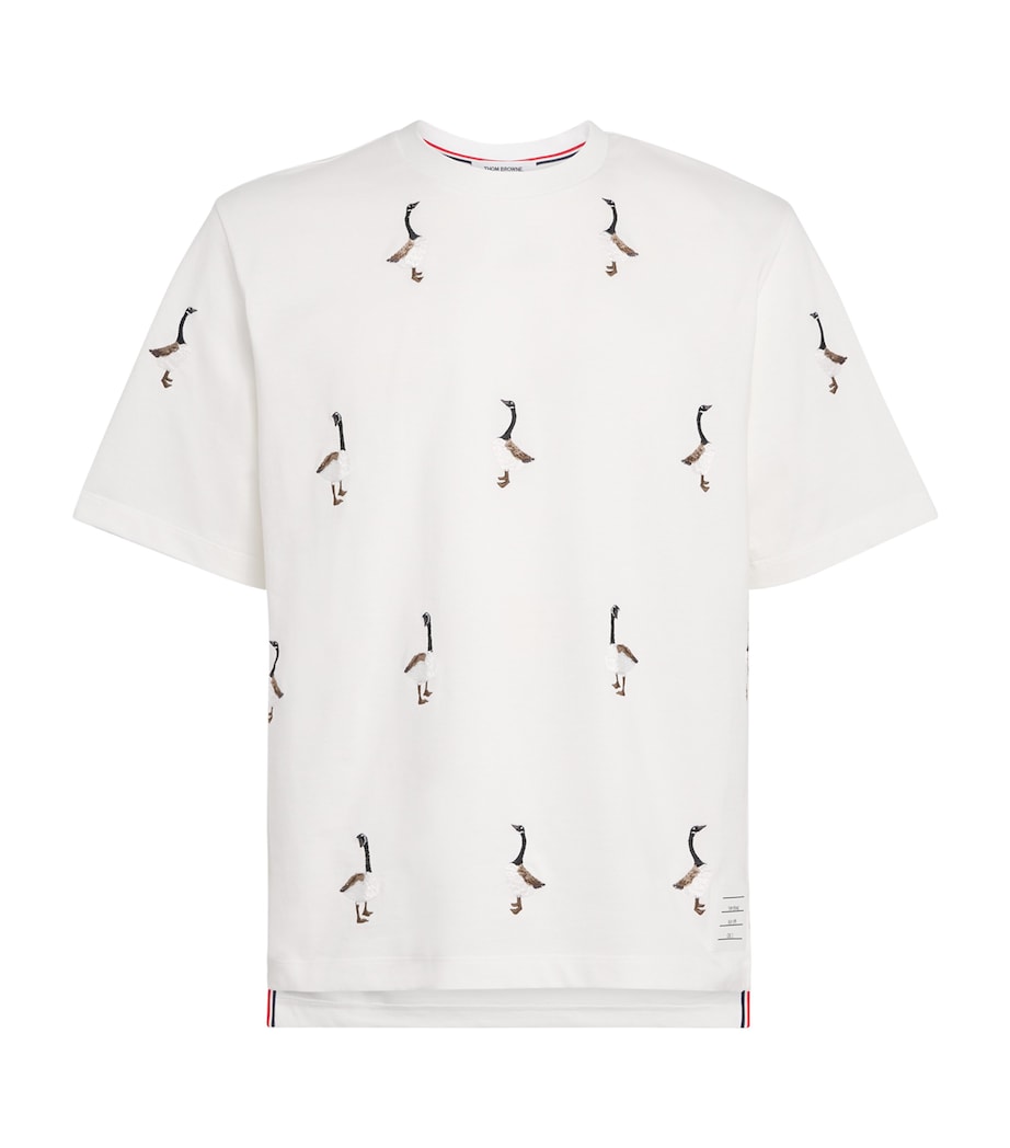Cotton Embroidered Geese T-Shirt WHITE Image 1