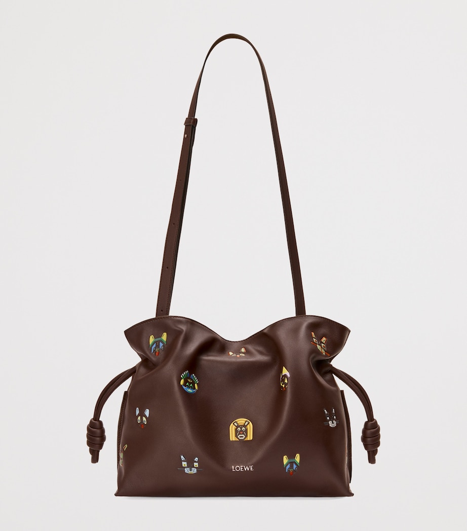 Medium Leather Flamenco Cats Shoulder Bag BROWN Image 5