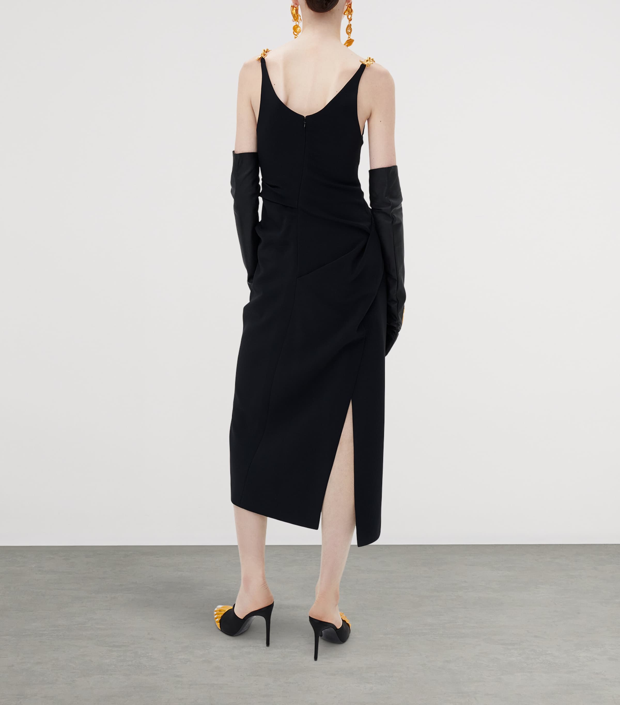 Schiaparelli Womens Chain Twisted Midi Dress Black Image 3