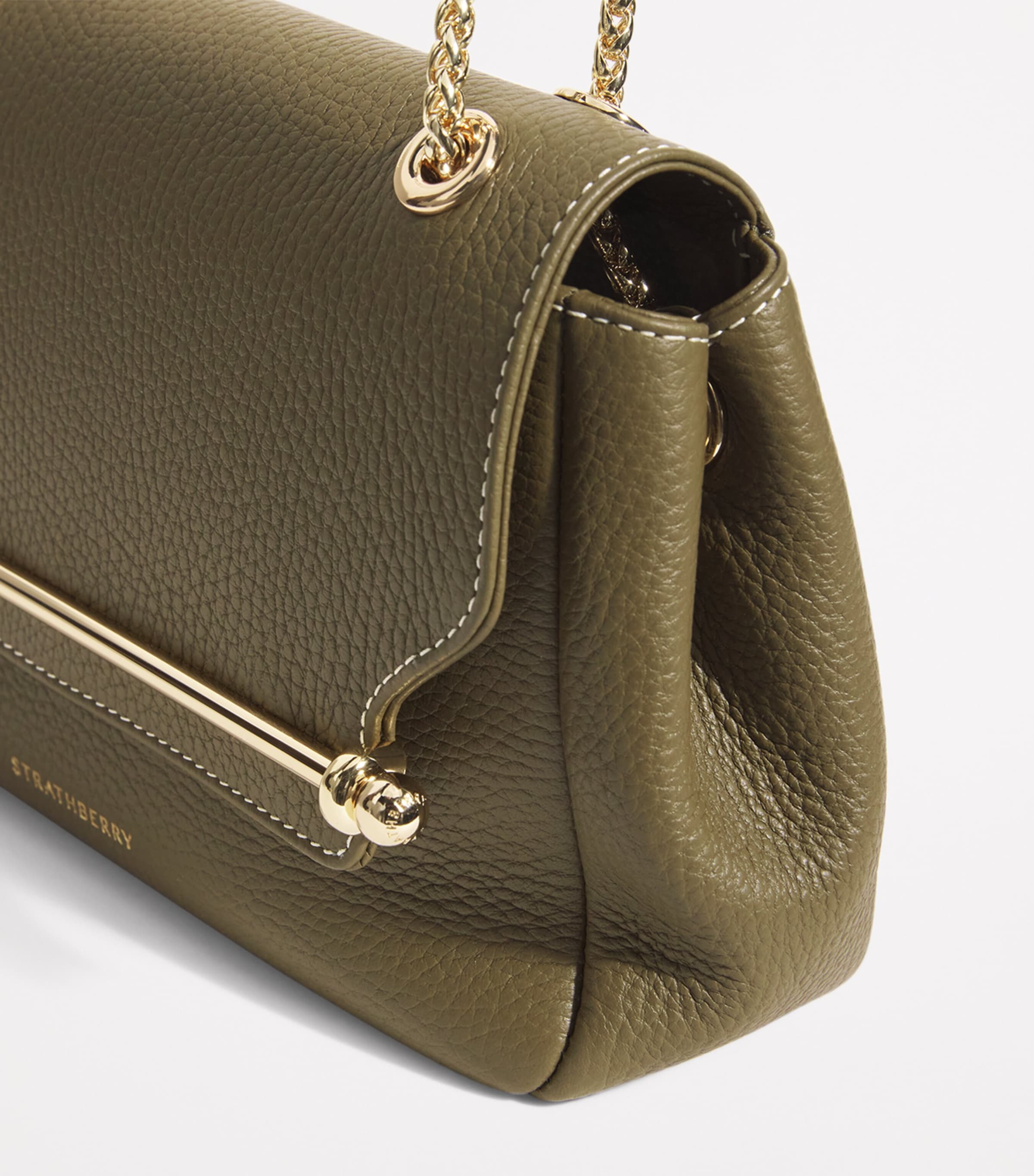 Strathberry Green Mini Leather East-West Shoulder Bag | Harrods UK