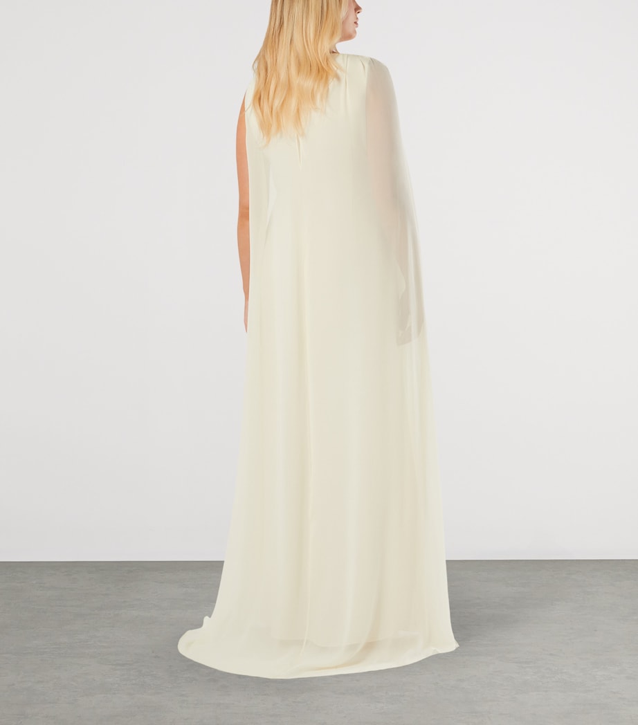 Marina Rinaldi Womens Silk Embroidered Maxi Dress Champagne Image 4