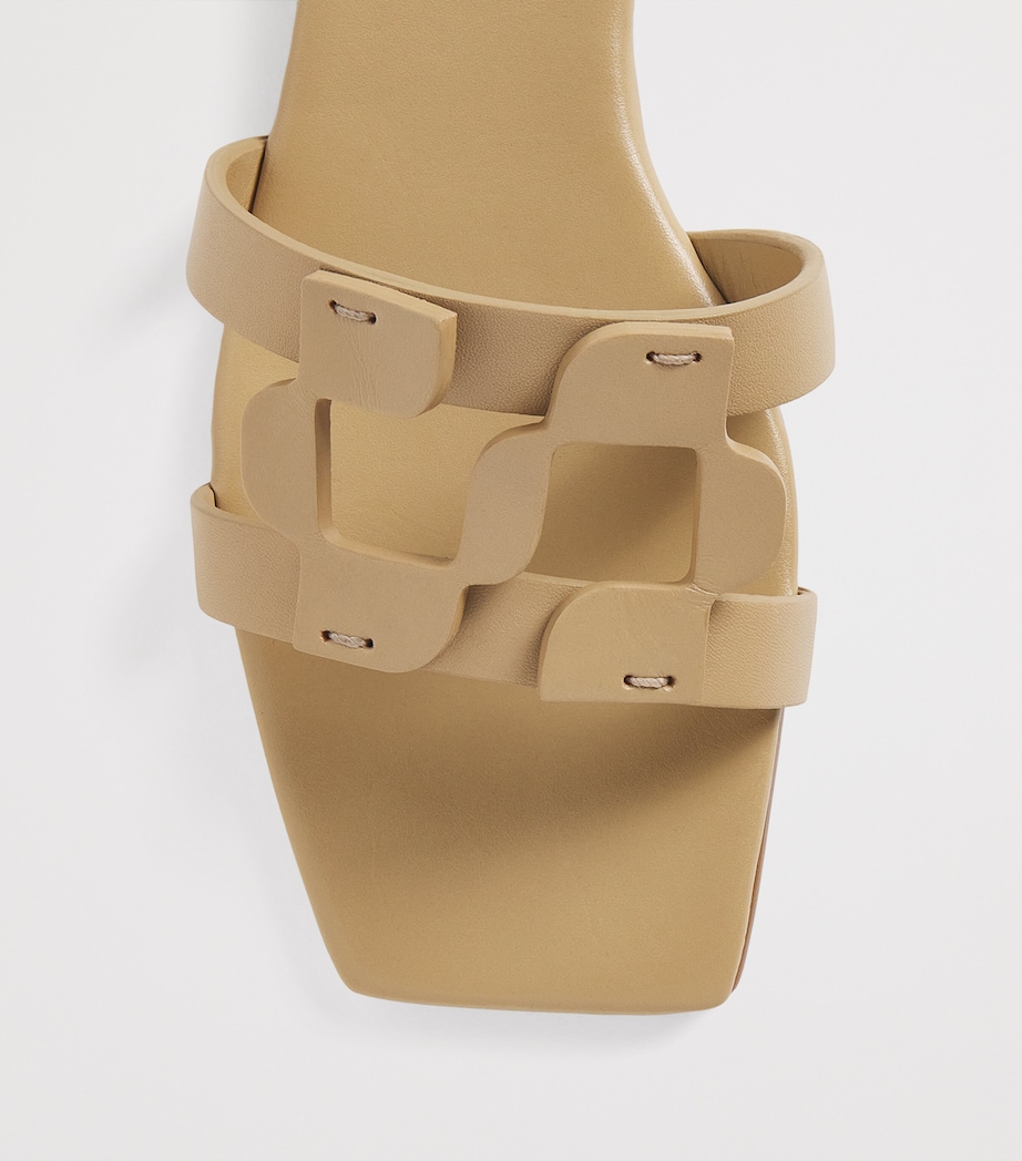 Leather Monogram Slides CAMEL Image 5