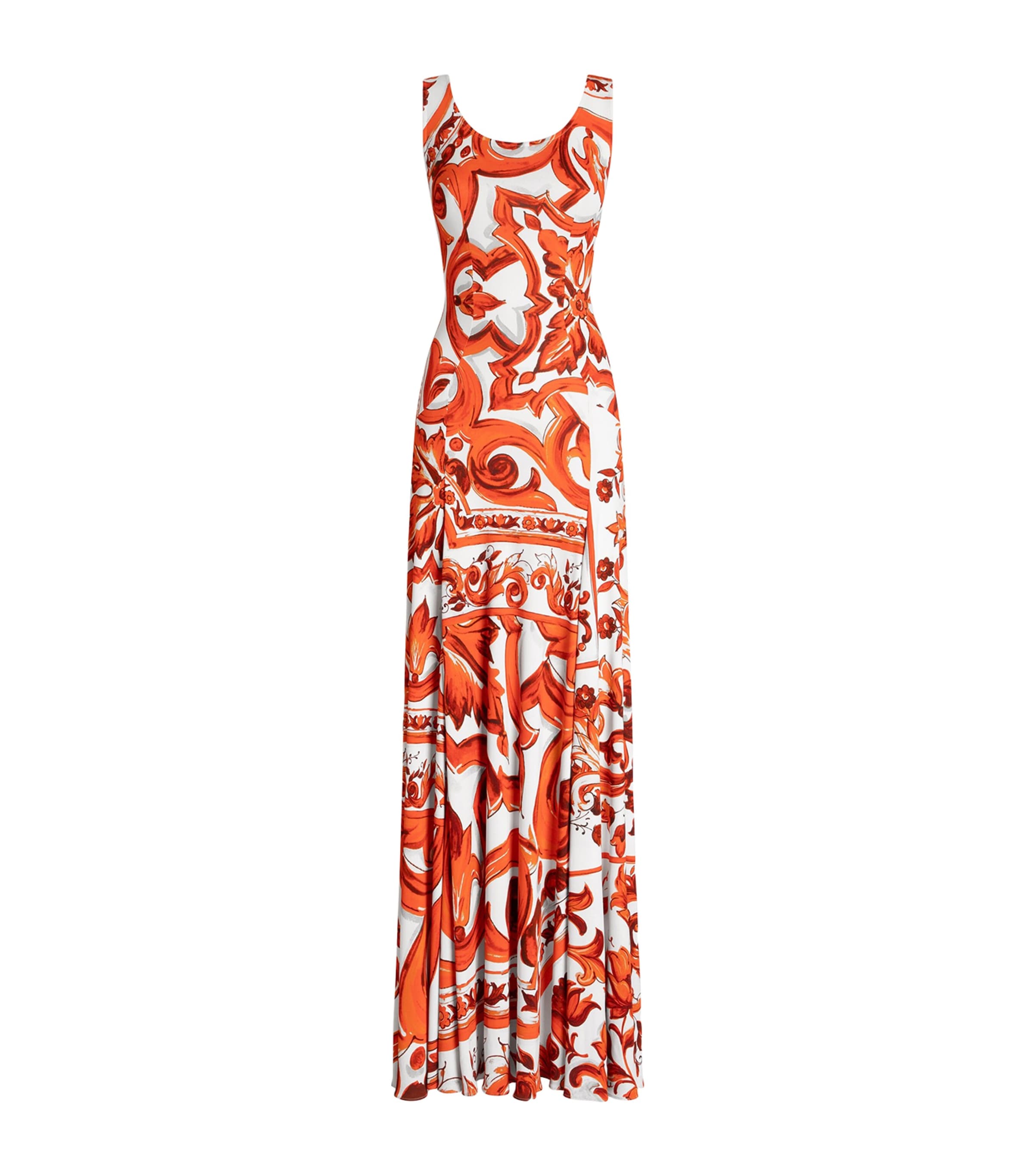 Dolce&Gabbana Womens Silk Majolica Print Maxi Dress Mix Maiolica O Image 1