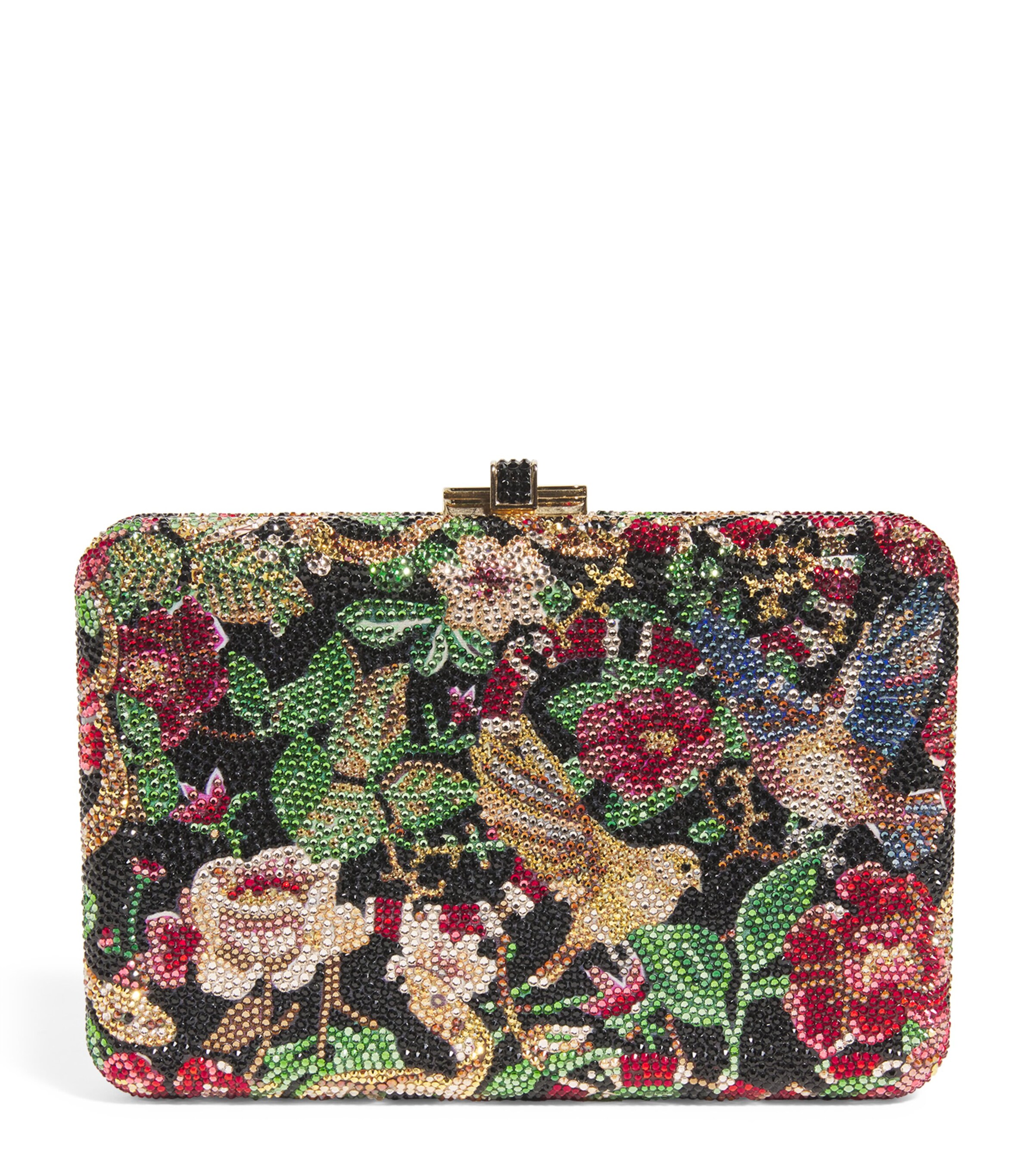 Judith Leiber Embellished Allegory Slim Slide Clutch Bag Cjtmt Chmpn Jet Mlti Image 1
