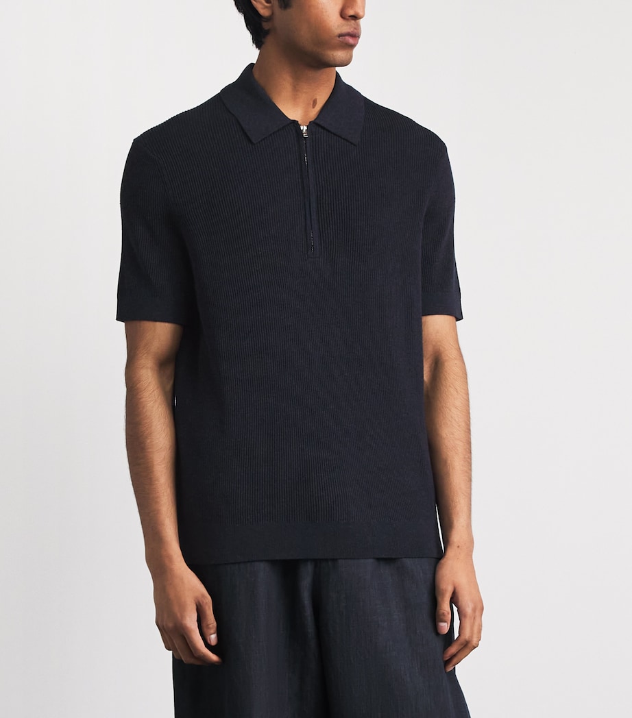 NN07 Mens Hansie Half-Zip Polo Shirt Navy Melange Image 4
