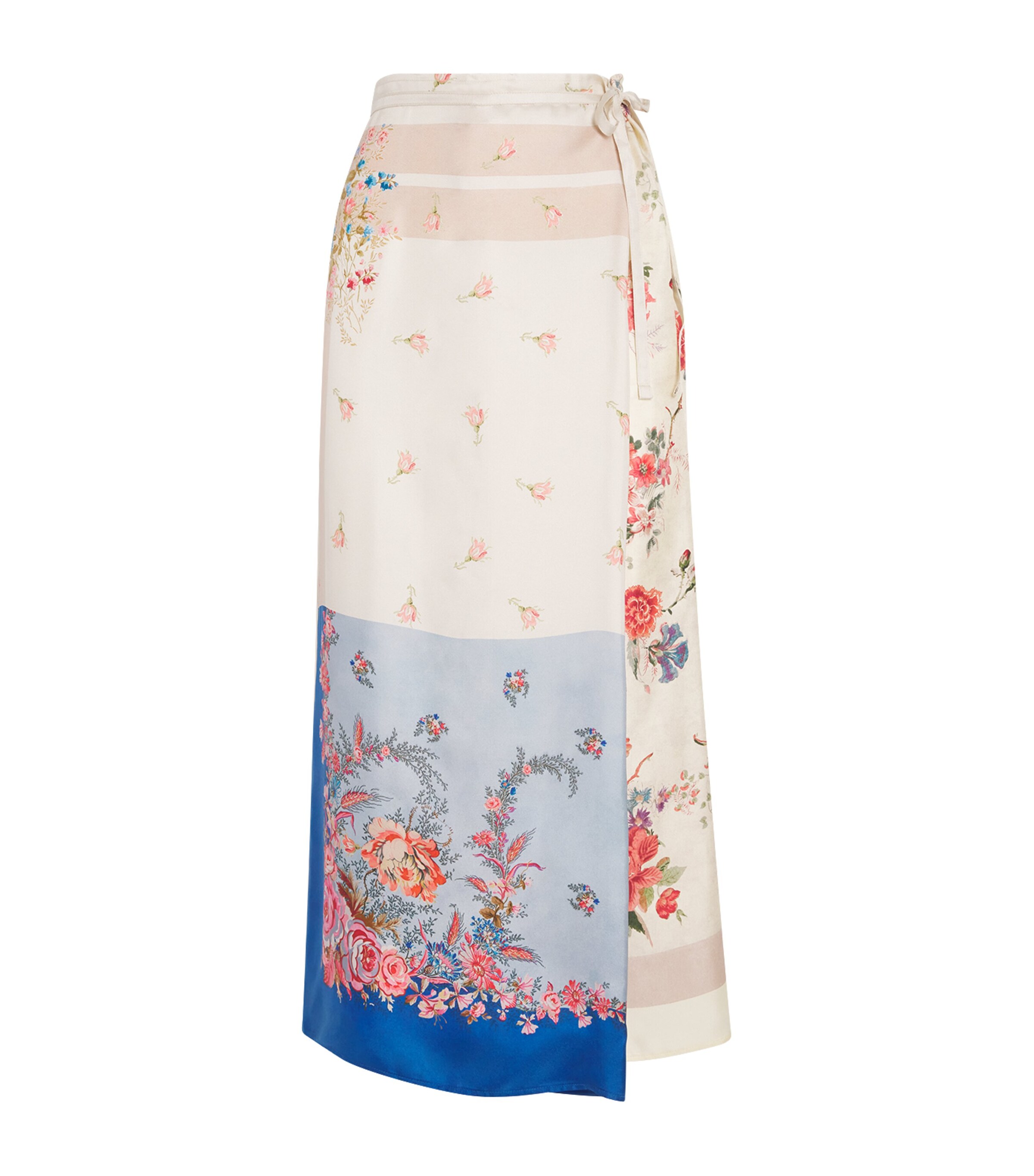 Silk Print Midi Wrap Skirt IVORY Image 1
