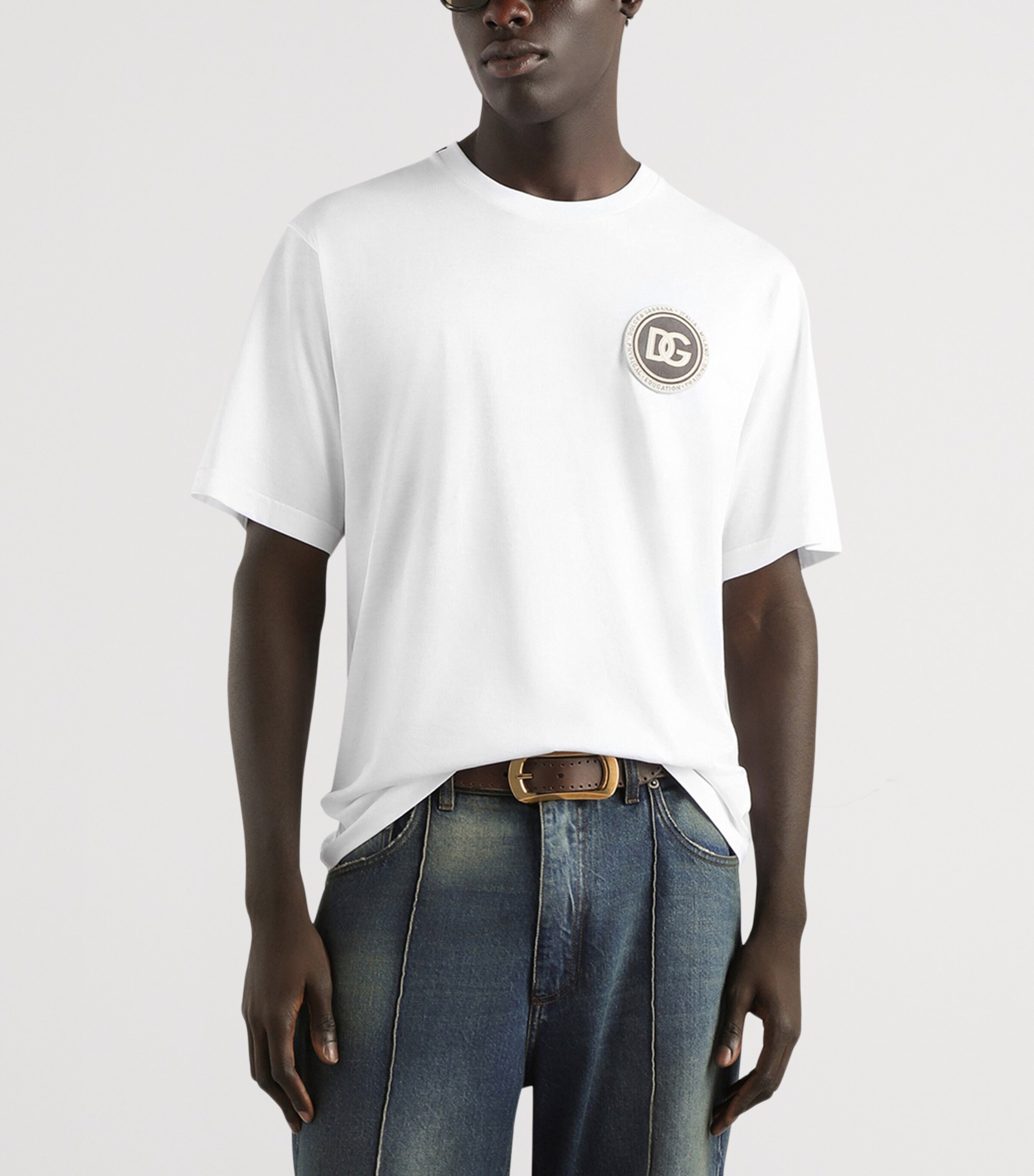 Dolce&Gabbana Mens Logo Patch T-Shirt Optical W Image 4