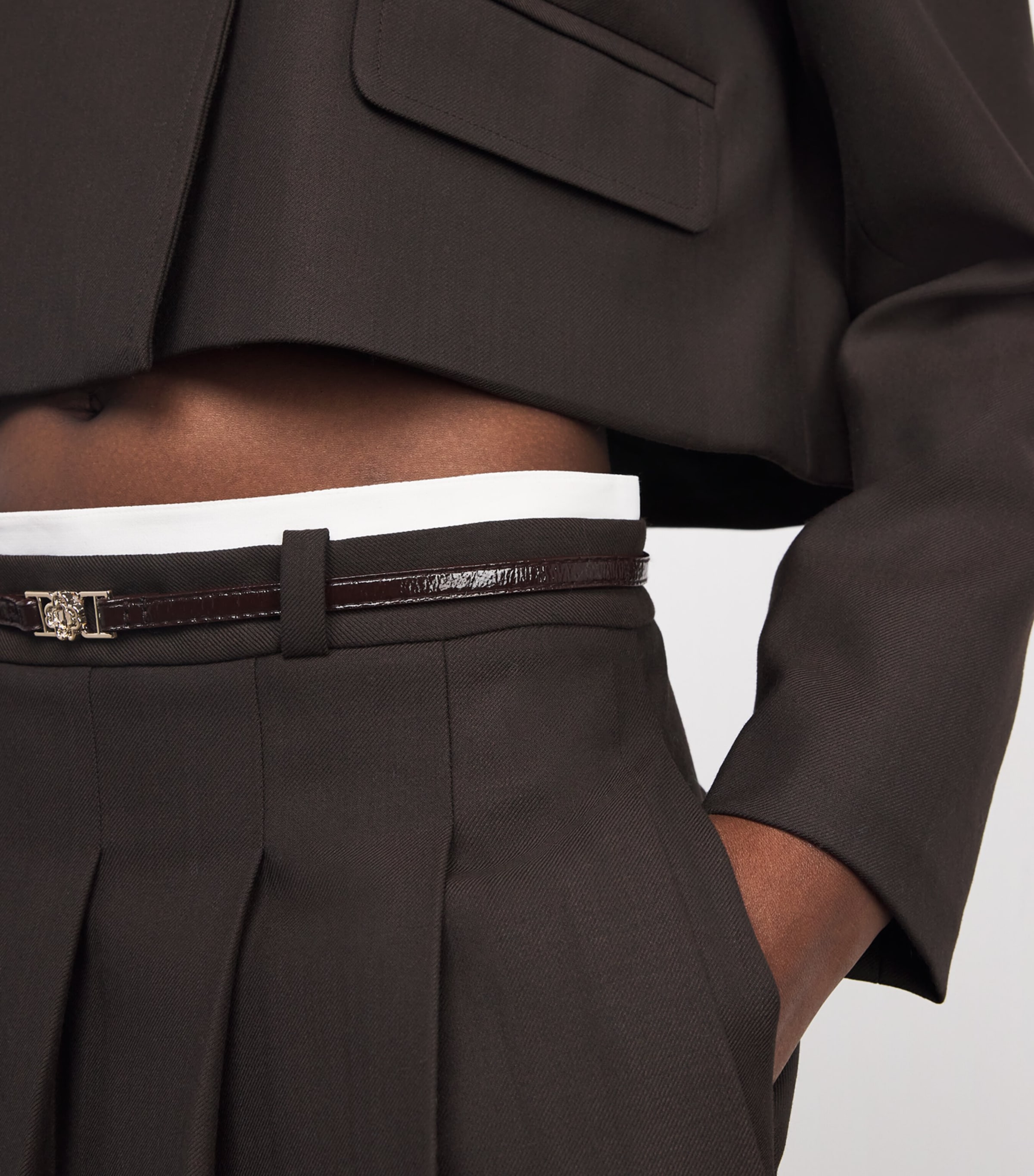 Pleated Mini Skort BROWN Image 6