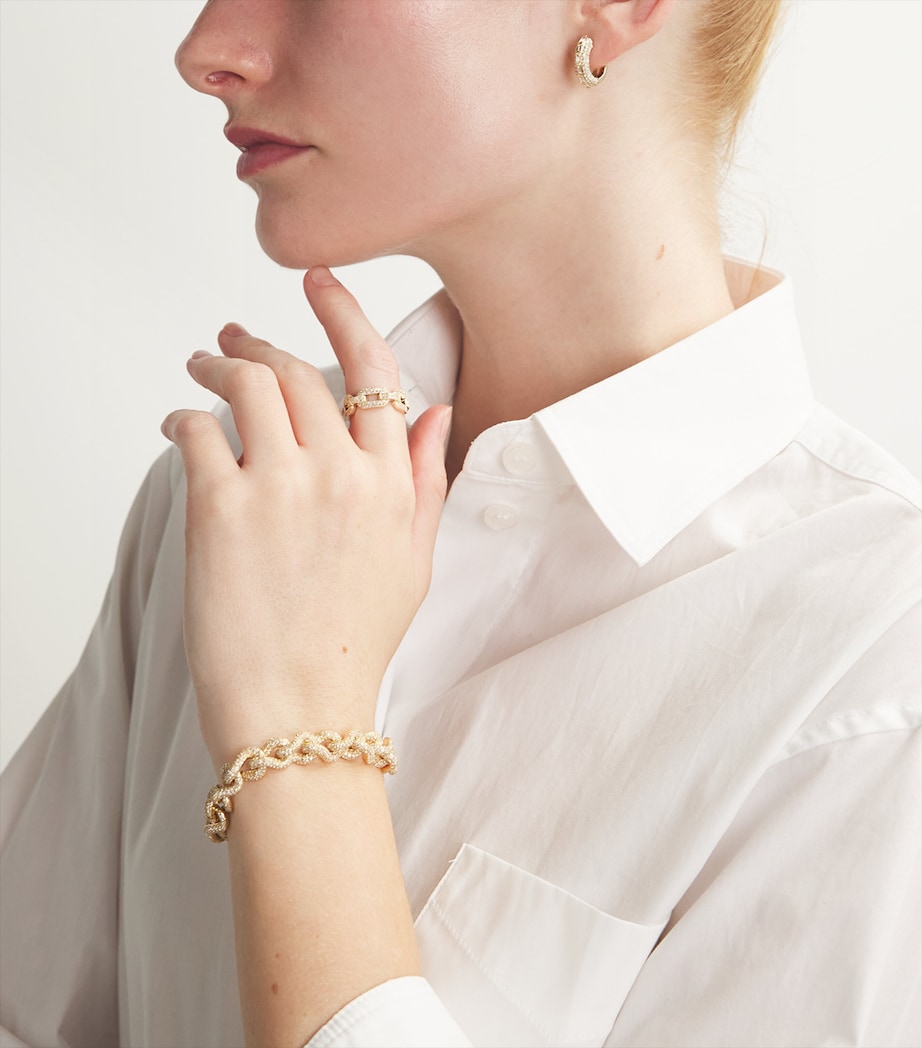 Yellow Gold and Diamond Pavé Link Ring YELLOW GOLD Image 5