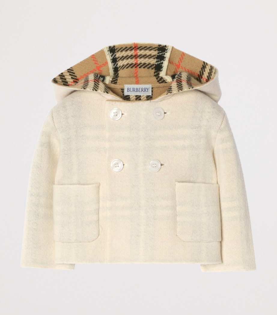 Burberry Kids Wool-Blend Reversible Check Coat (1-18 Months) Ivory Image 2