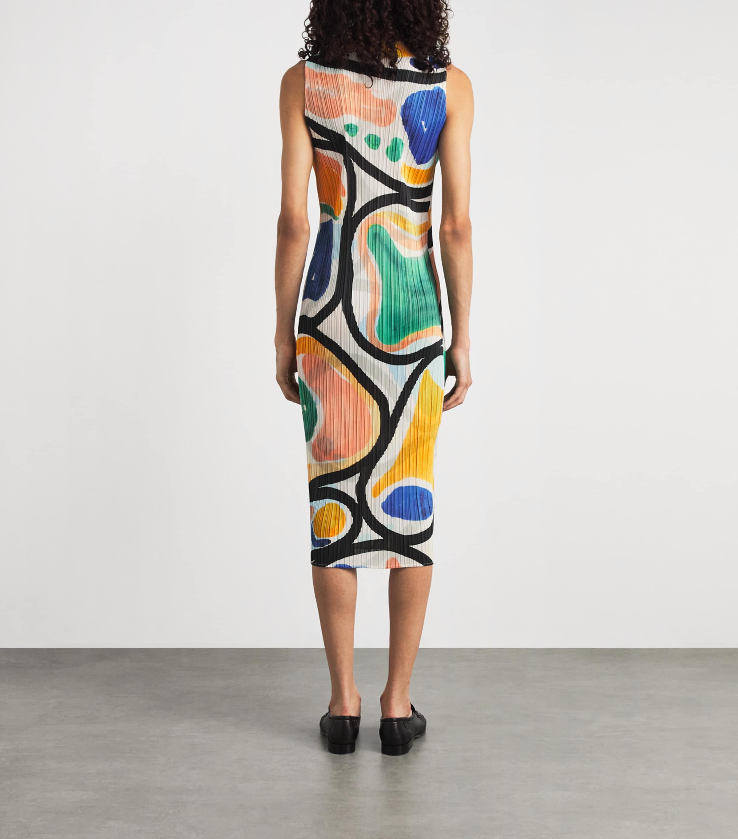 Pleats Please Issey Miyake Womens Printed Roll Sleeveless Midi Dress Image 4