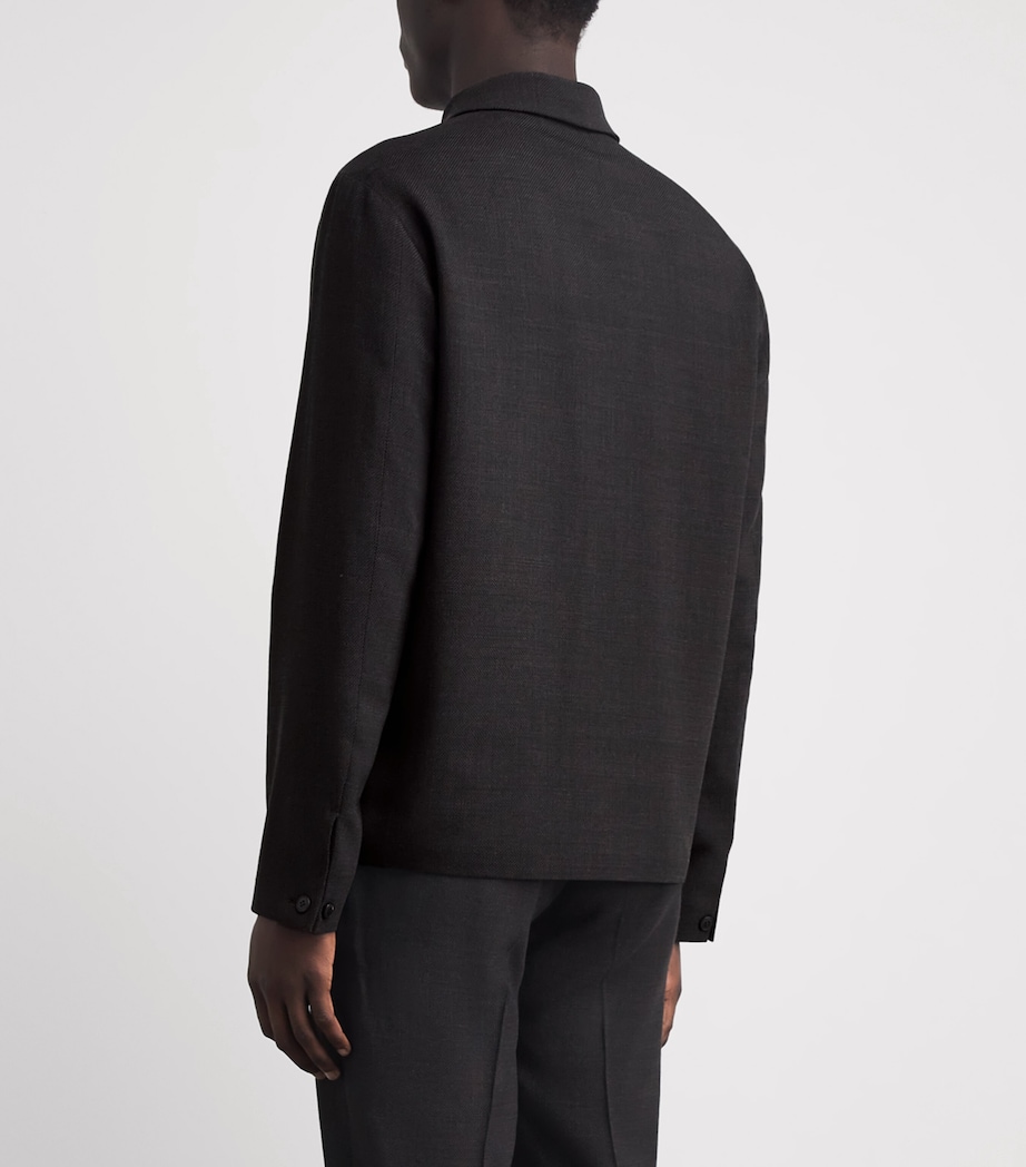 Wool-Blend Harrington Jacket BRGD TRUFFLE Image 5
