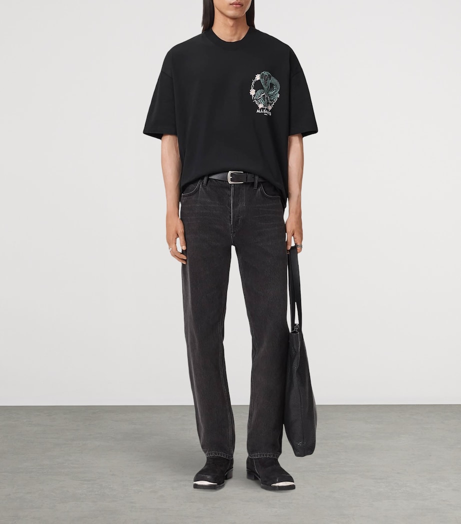 Organic Cotton Snakebite T-Shirt WASHED BLACK Image 3