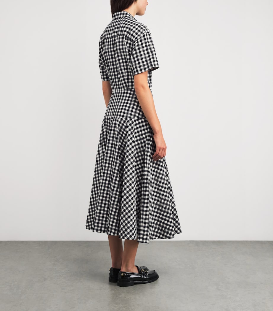 Cotton Check Midi Shirt Dress 1945 BLACK WHITE Image 3