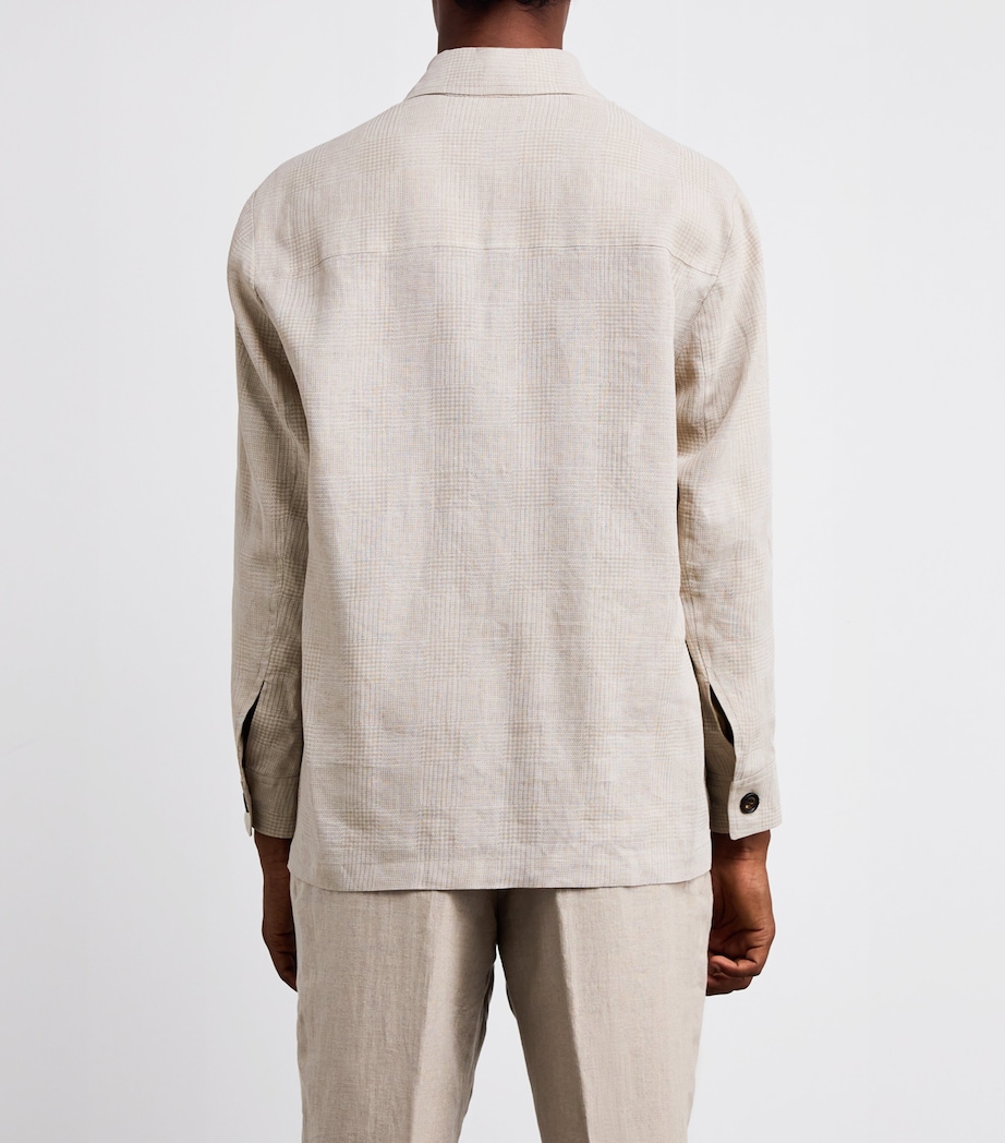 Eleventy Mens x Harrods Linen Overshirt Sabbia Image 4