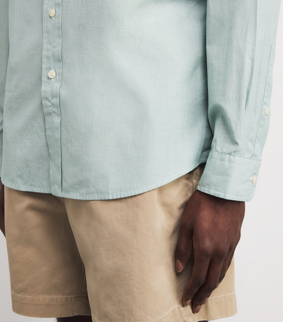 Cotton End-on-End Shirt GREEN Image 6