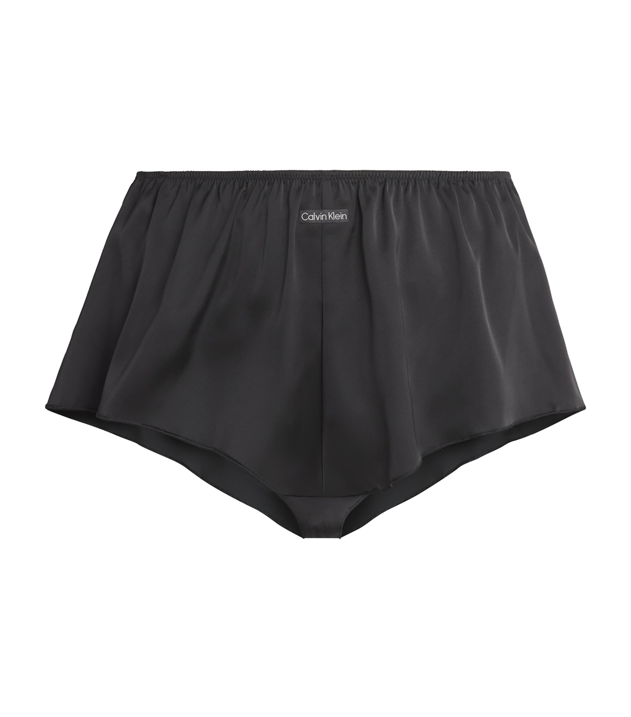 Calvin Klein Satin Signature Boyshorts In Black