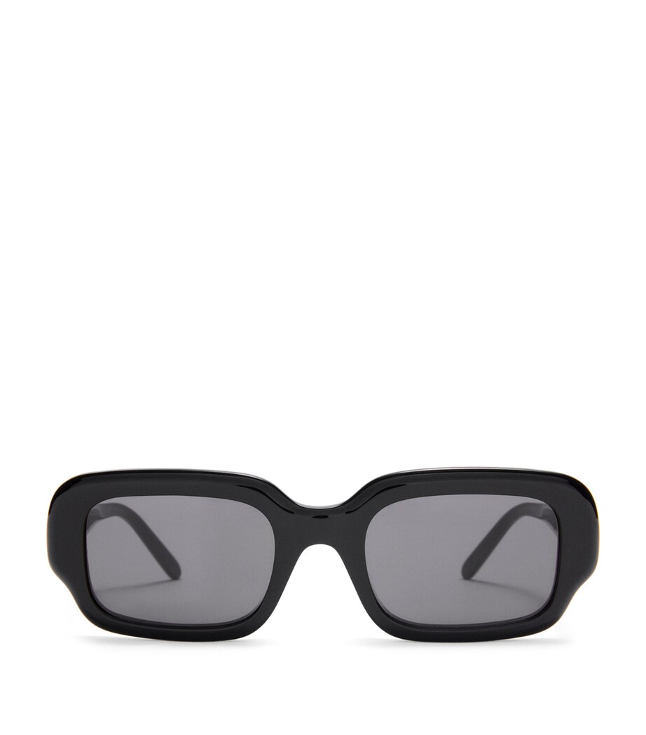 Acetate Rectangular Slim Sunglasses BLACK Image 1