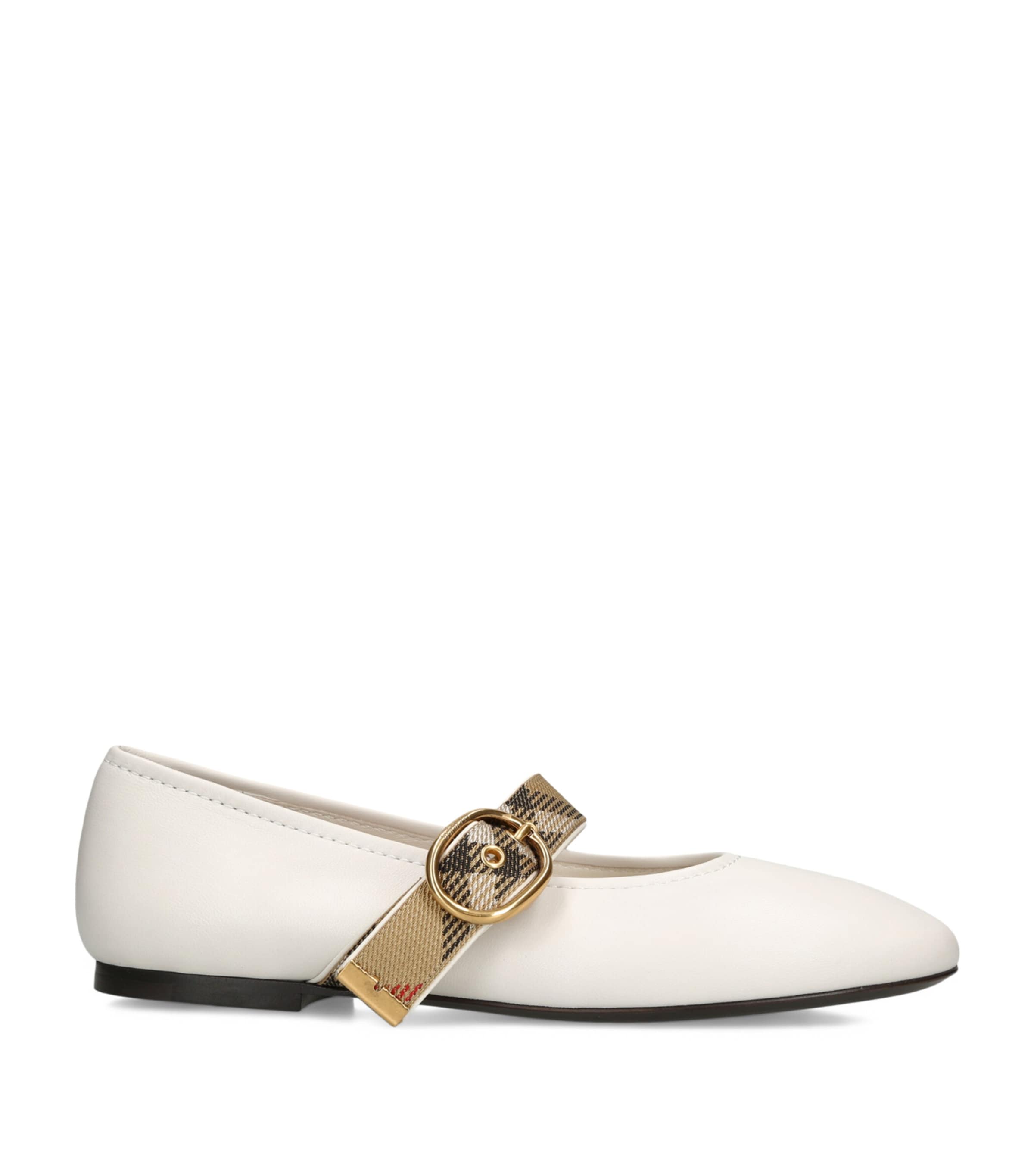 Burberry Leather Robin Ballet Flats Cream Image 1