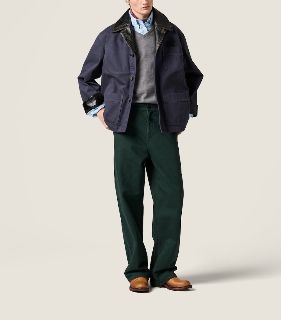 Miu Miu Womens Cotton Gabardine Trousers Green Image 2