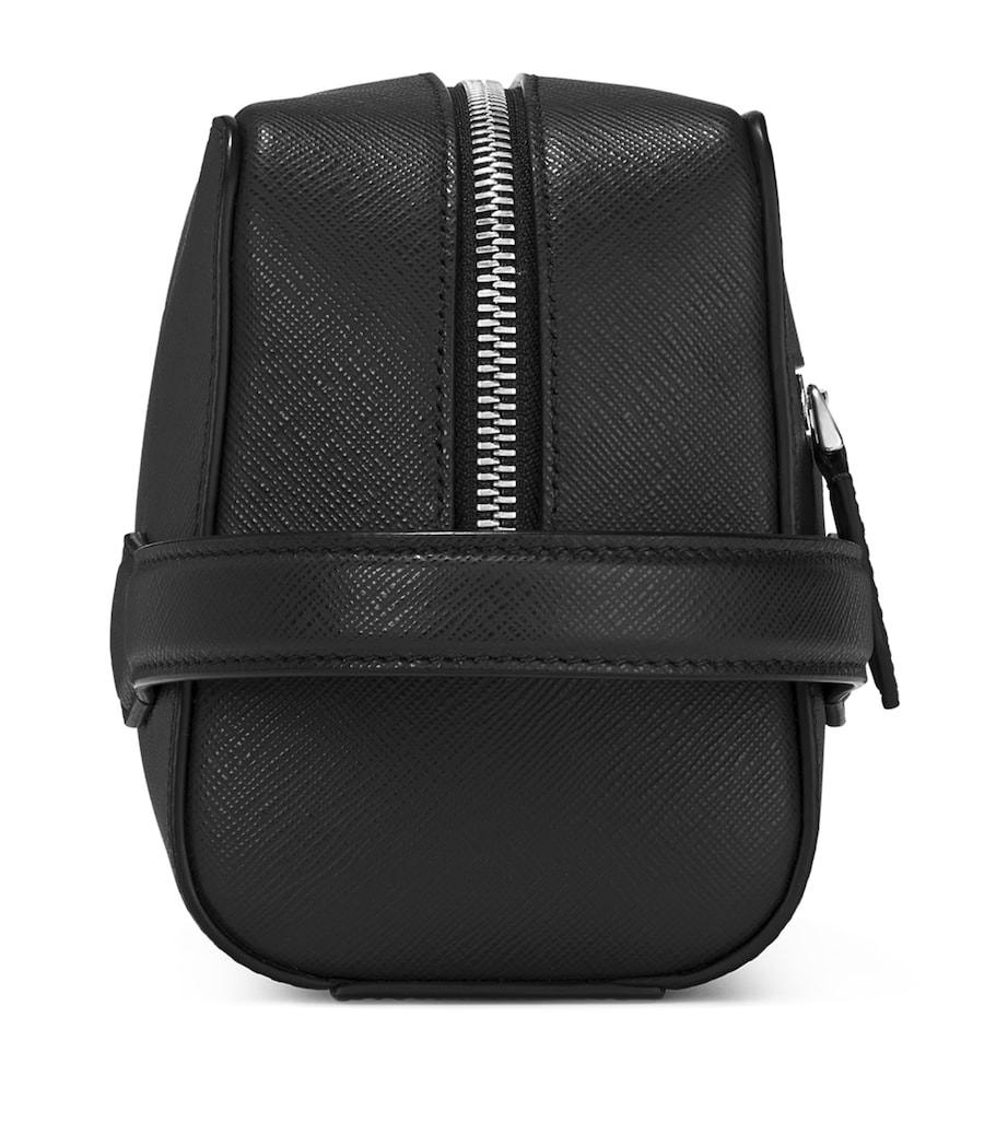 Leather Sartorial Wash Bag BLACK Image 5